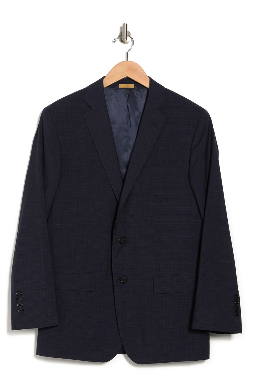 Темно-синее шерстяное спортивное пальто Regent Fit с двумя пуговицами и лацканами с принтом Brooks Brothers