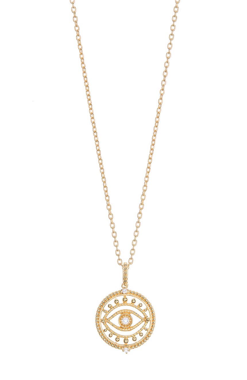 Ожерелье с подвеской со сглазом Little Jewels, позолоченное 14 каратным золотом, с белым топазом Judith Ripka