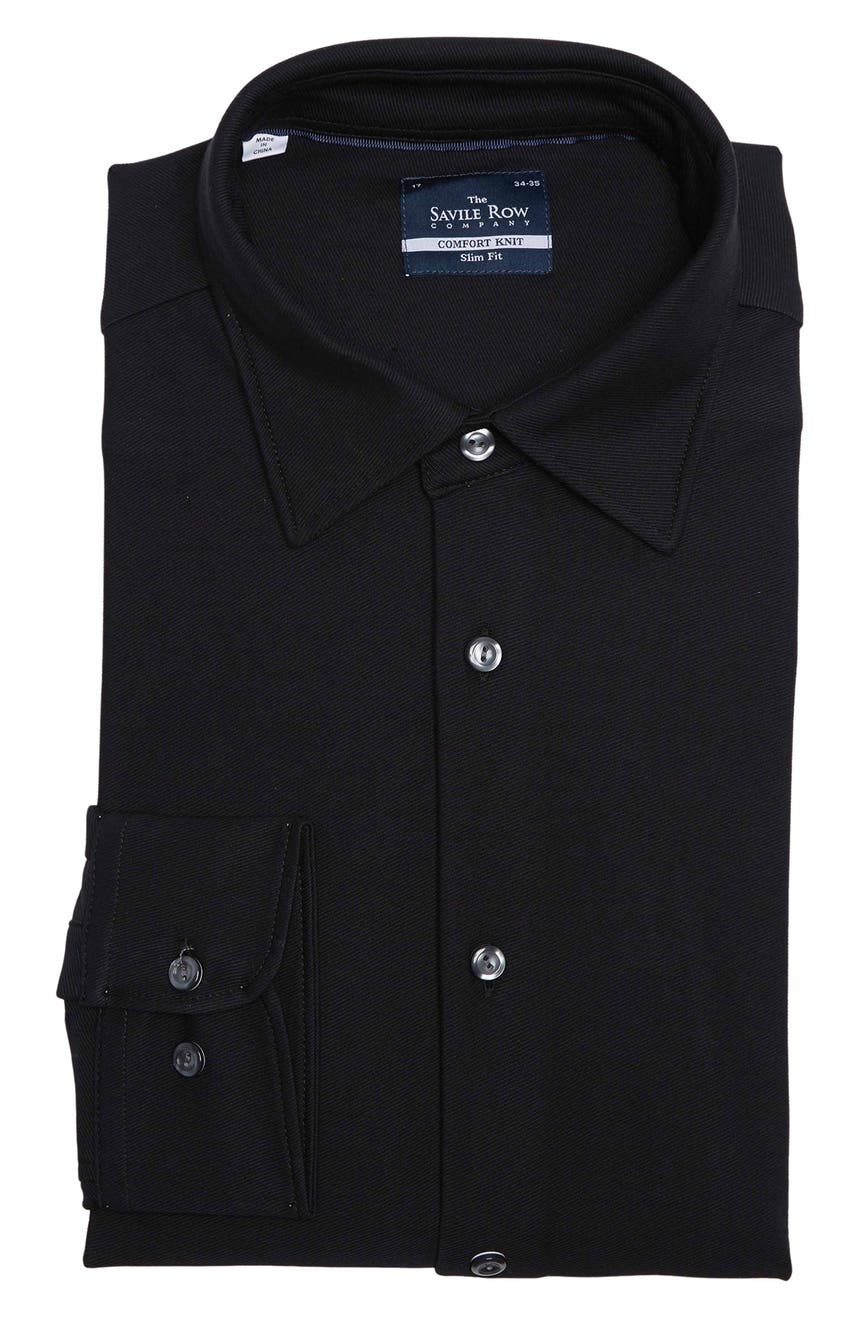 Черная приталенная классическая рубашка из твила SAVILE ROW CO