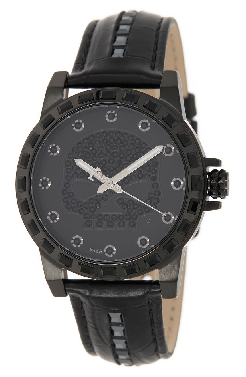 Женские часы с черным кристаллом, 40 мм Harley Davidson