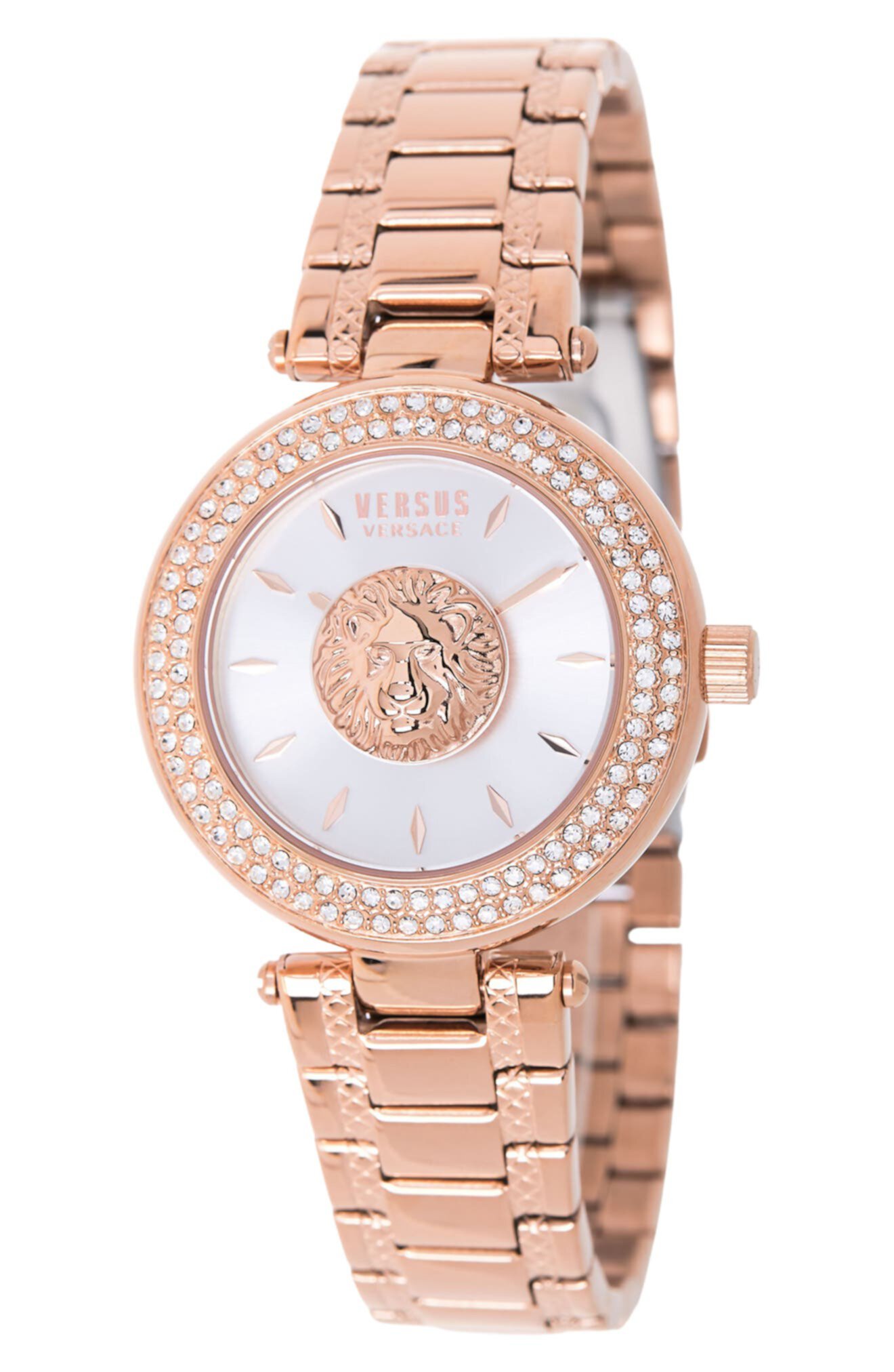 Часы-браслет IP из розового золота с кристаллами, 36 мм Versus Versace