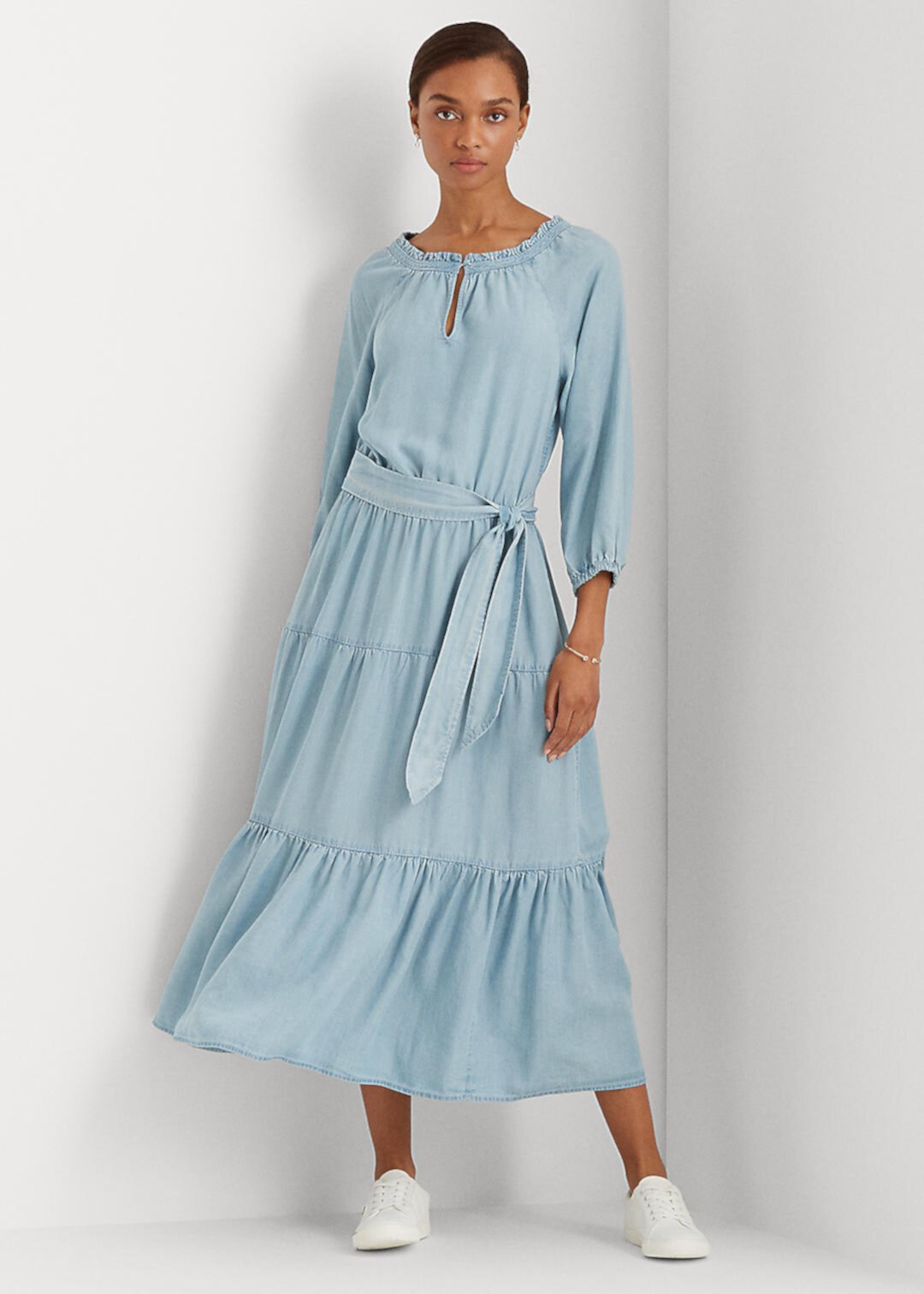 Платье цвета индиго с пышными рукавами Ralph Lauren