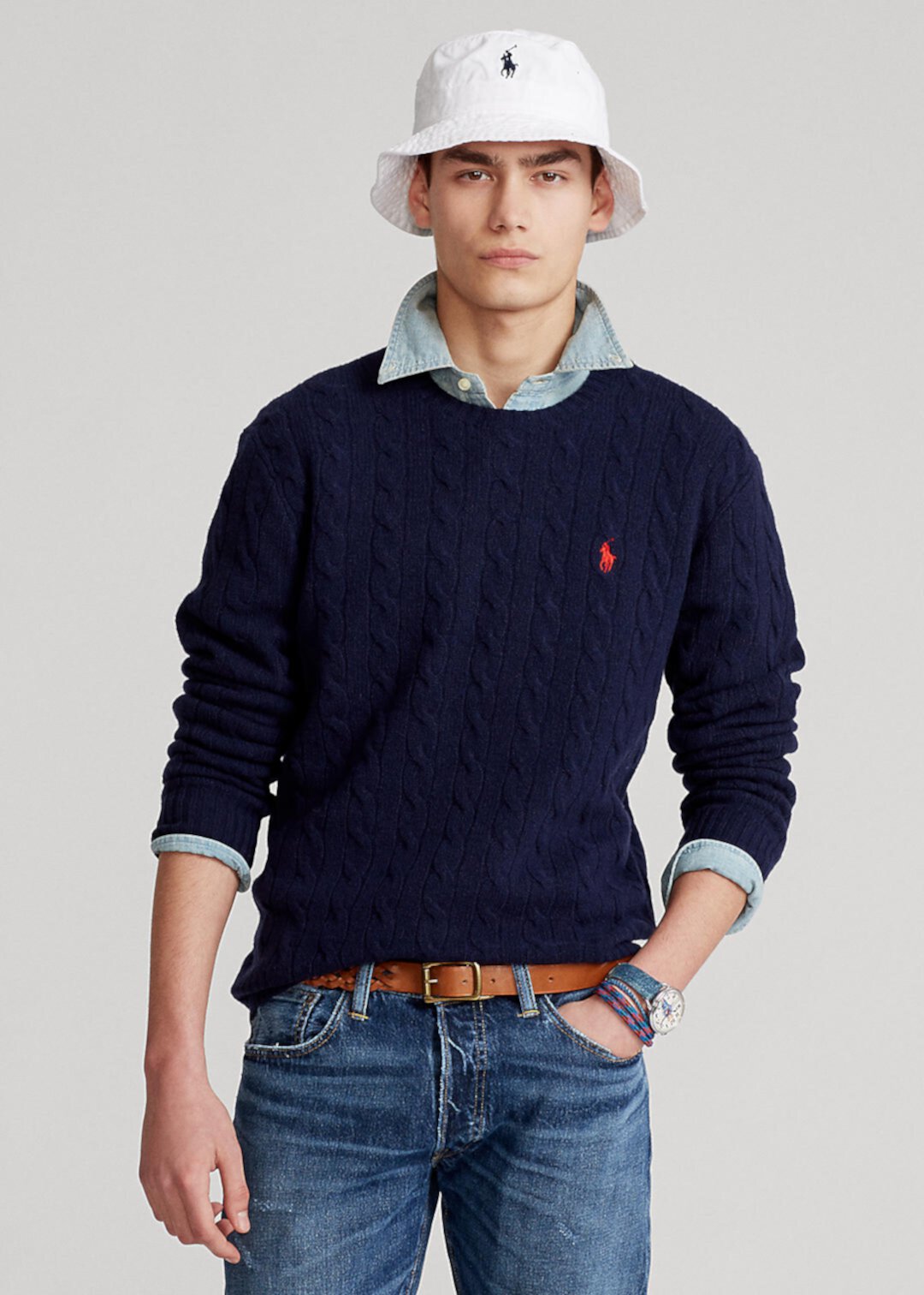 Вязаный свитер из шерсти и кашемира в косичку Ralph Lauren