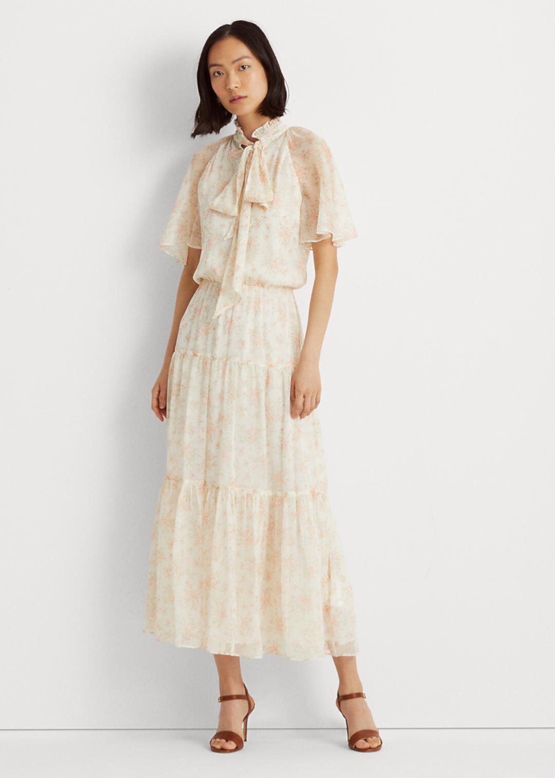Платье из жоржета с цветочным рисунком Ralph Lauren