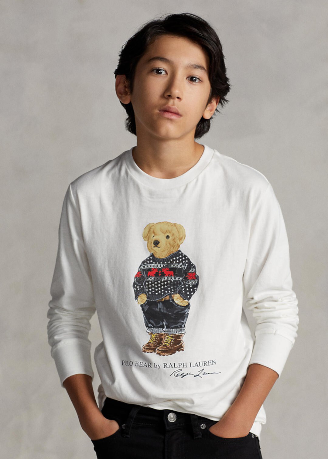 Хлопковая футболка с длинным рукавом Polo Bear Ralph Lauren
