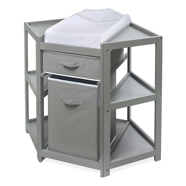 Badger Basket Corner Changing Table with Hamper & Basket Badger Basket