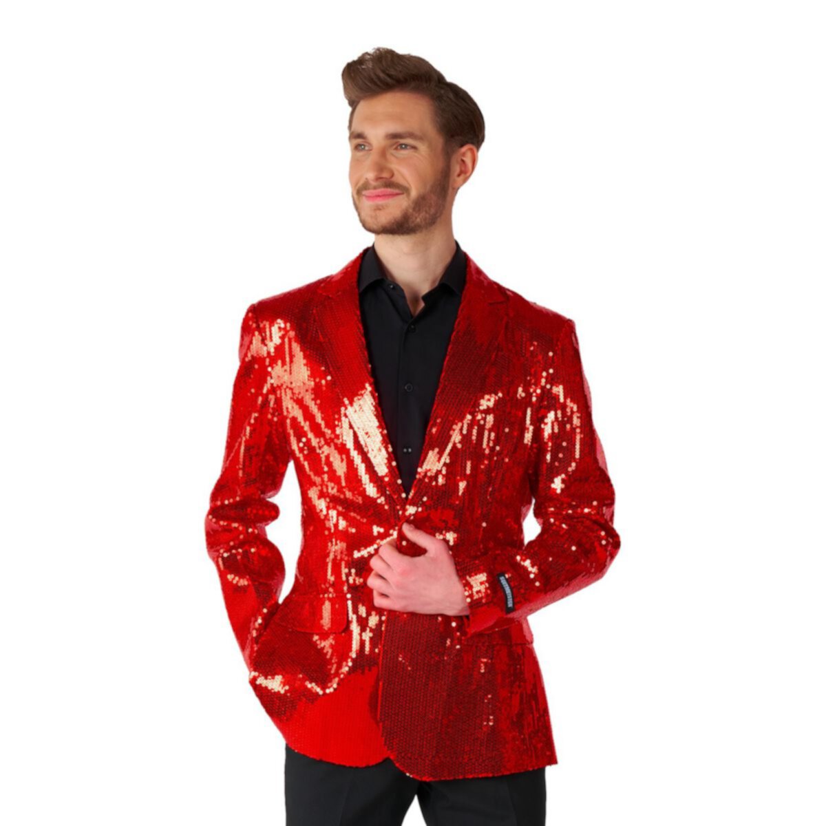 Мужской красный блестящий приталенный пиджак для рождественской вечеринки Suitmeister с пайетками Suitmeister