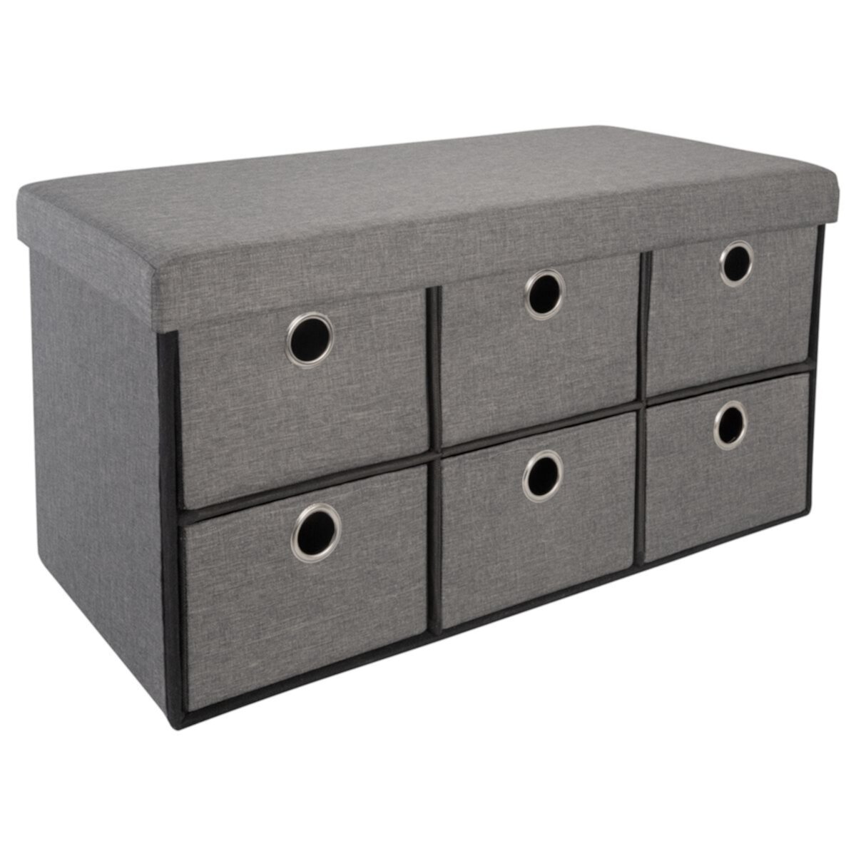 Simplify Six Drawer Collapsible Double Storage Ottoman Simplify