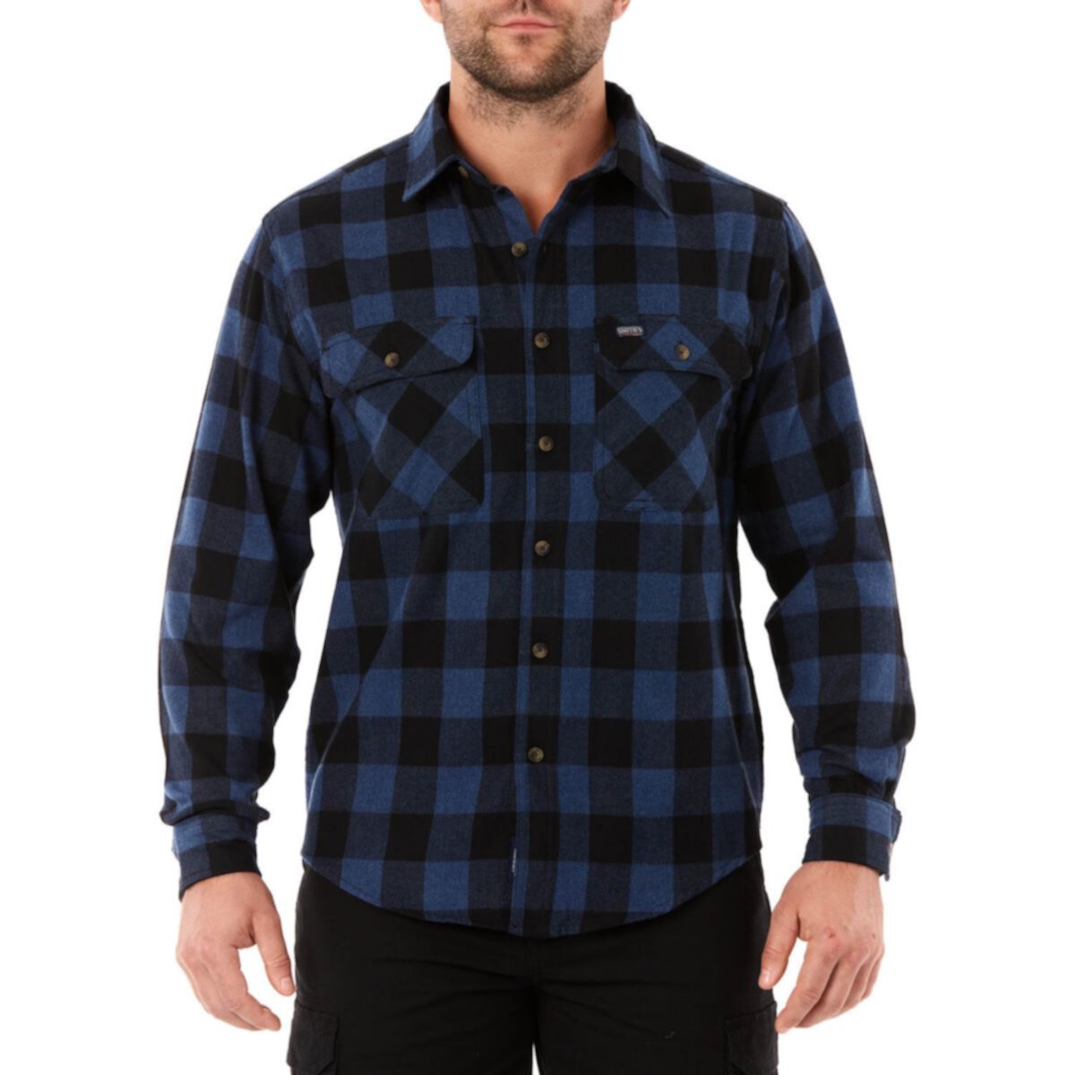 Мужская рабочая одежда Smith's Workwear Фланелевая рубашка стандартного кроя в клетку Buffalo с двумя карманами на пуговицах Smith's Workwear