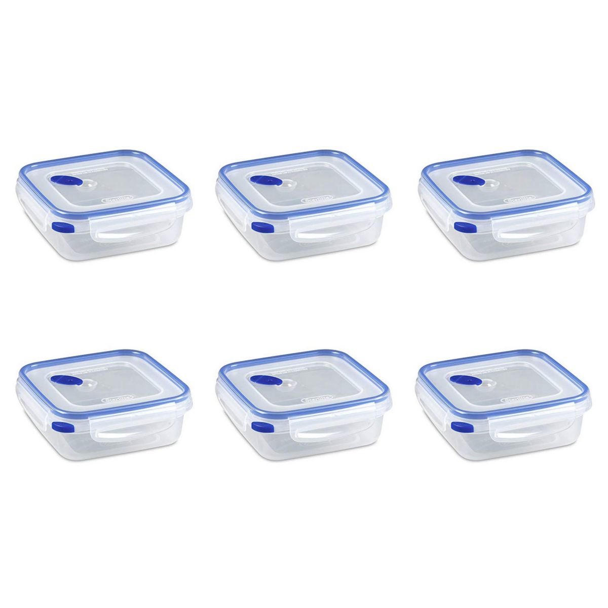 Sterilite 03314706 Контейнер для хранения пищевых продуктов Ultra-Seal, квадратный, 4,0 чашки, синий (6 шт. в упаковке) Sterilite