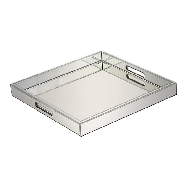 Stella & Eve Silver Finish Glam Decorative Tray Table Decor Stella & Eve