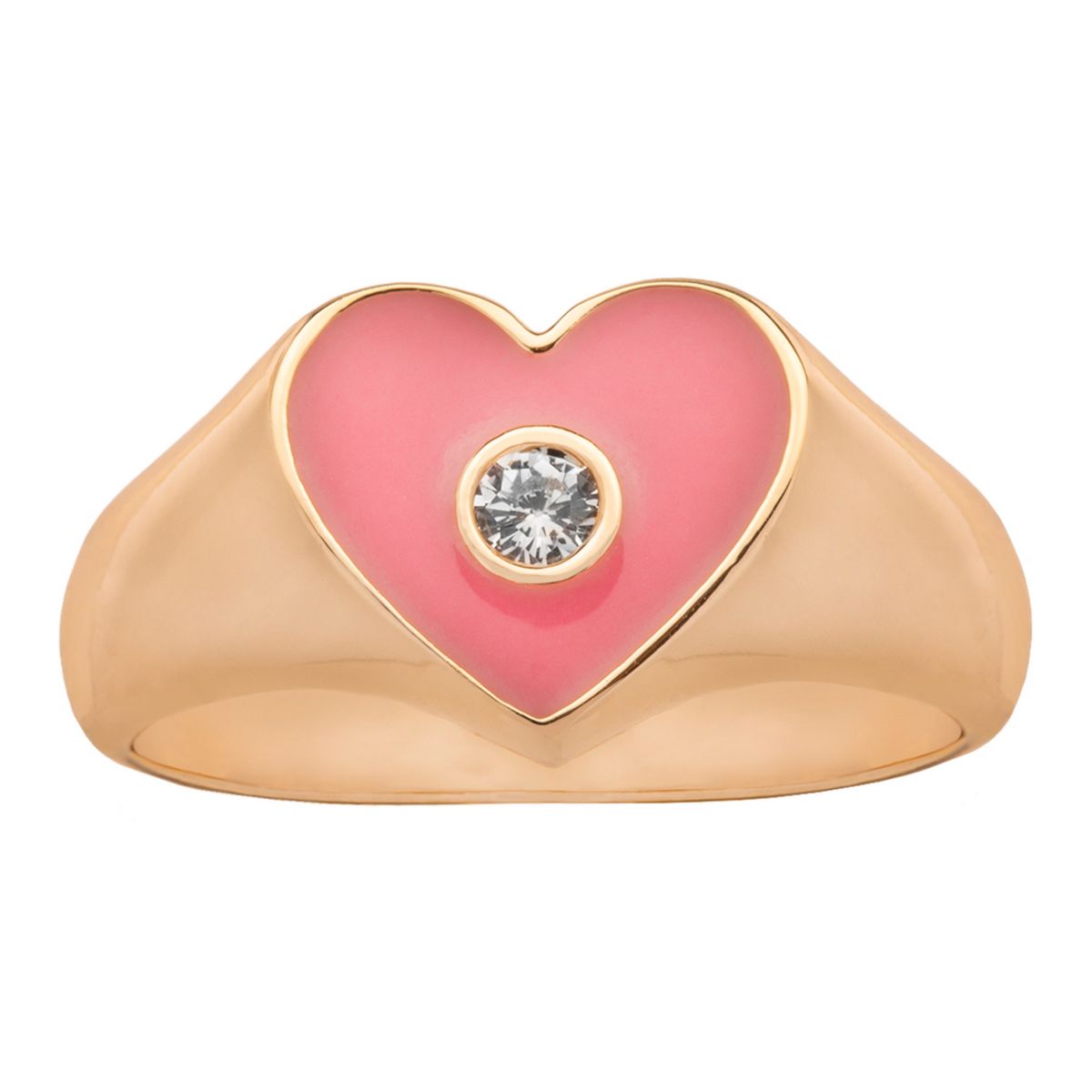 LC Lauren Conrad кольцо-печатка в форме сердца с кубическим цирконием и эмалью LC Lauren Conrad