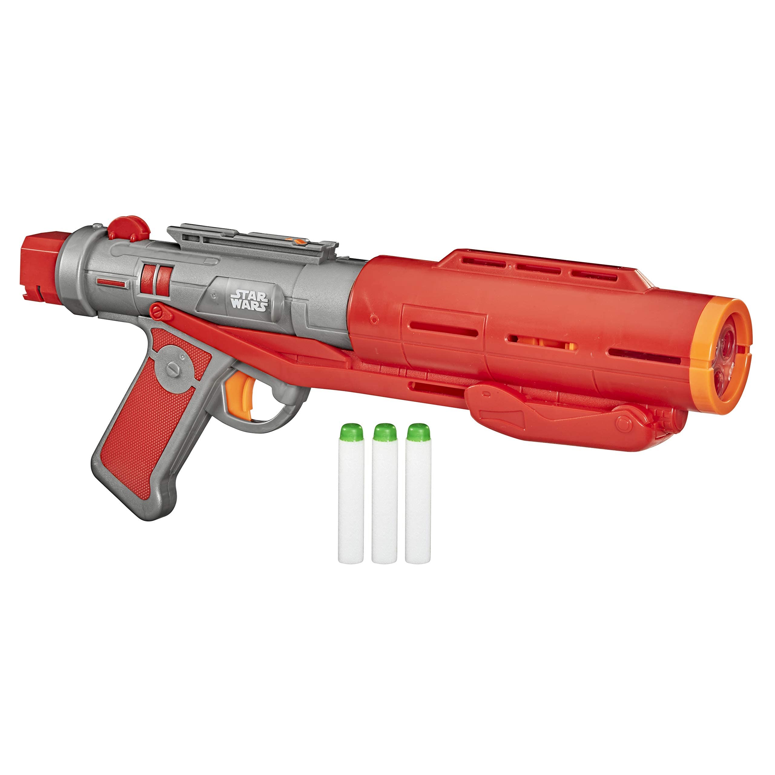 NERF Star Wars Imperial Death Trooper Deluxe Dart Blaster, The Mandalorian, звуки бластера, световые эффекты, 3 светящихся в темноте дротика Nerf