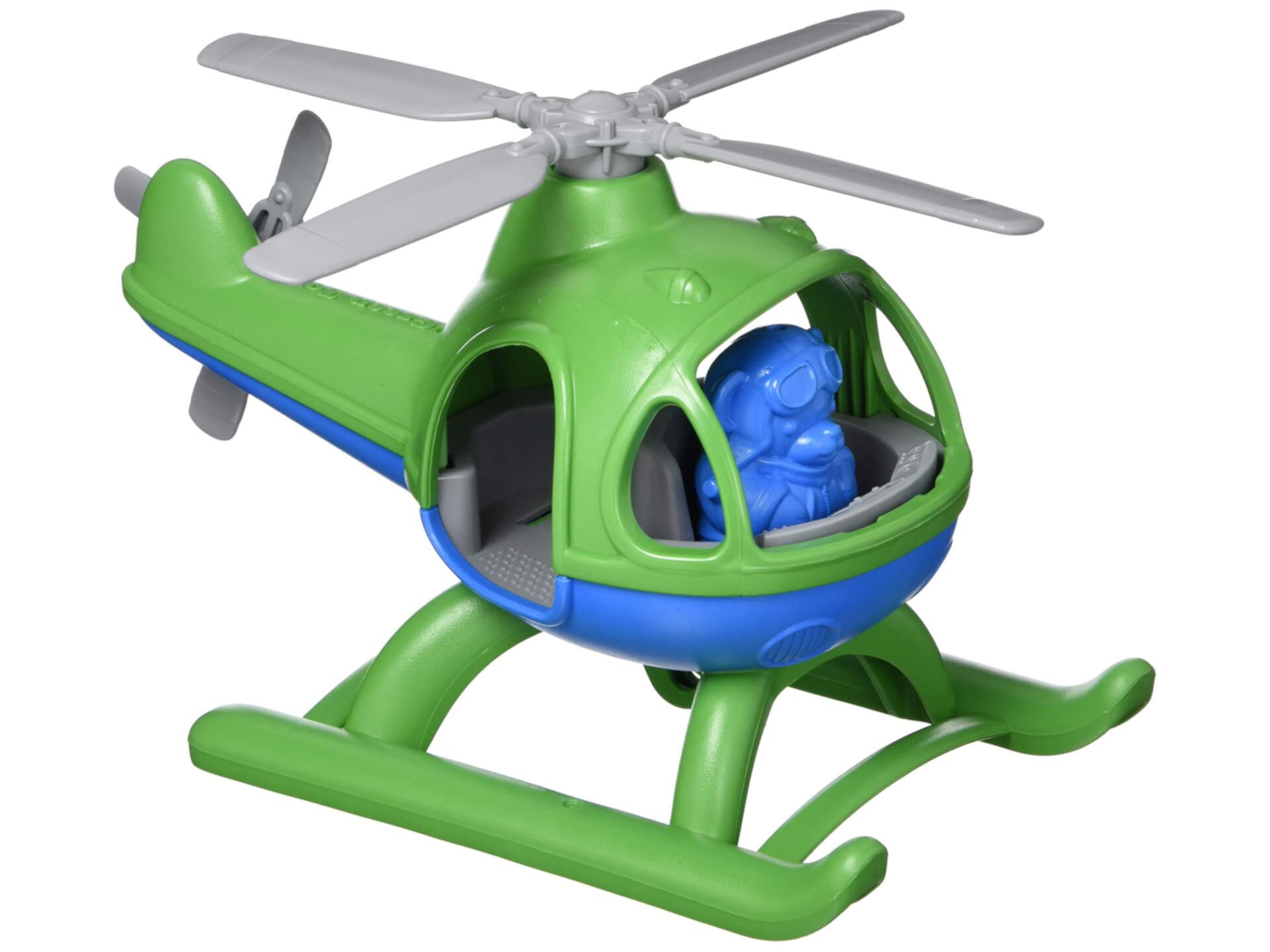 Вертолет Green Toys, Зеленый / Синий CB - Притворная игра, Двигательные навыки, Детский летающий игрушечный автомобиль. Не содержит BPA, фталатов, ПВХ. Можно мыть в посудомоечной машине, переработанный пластик, сделано в США. Green Toys
