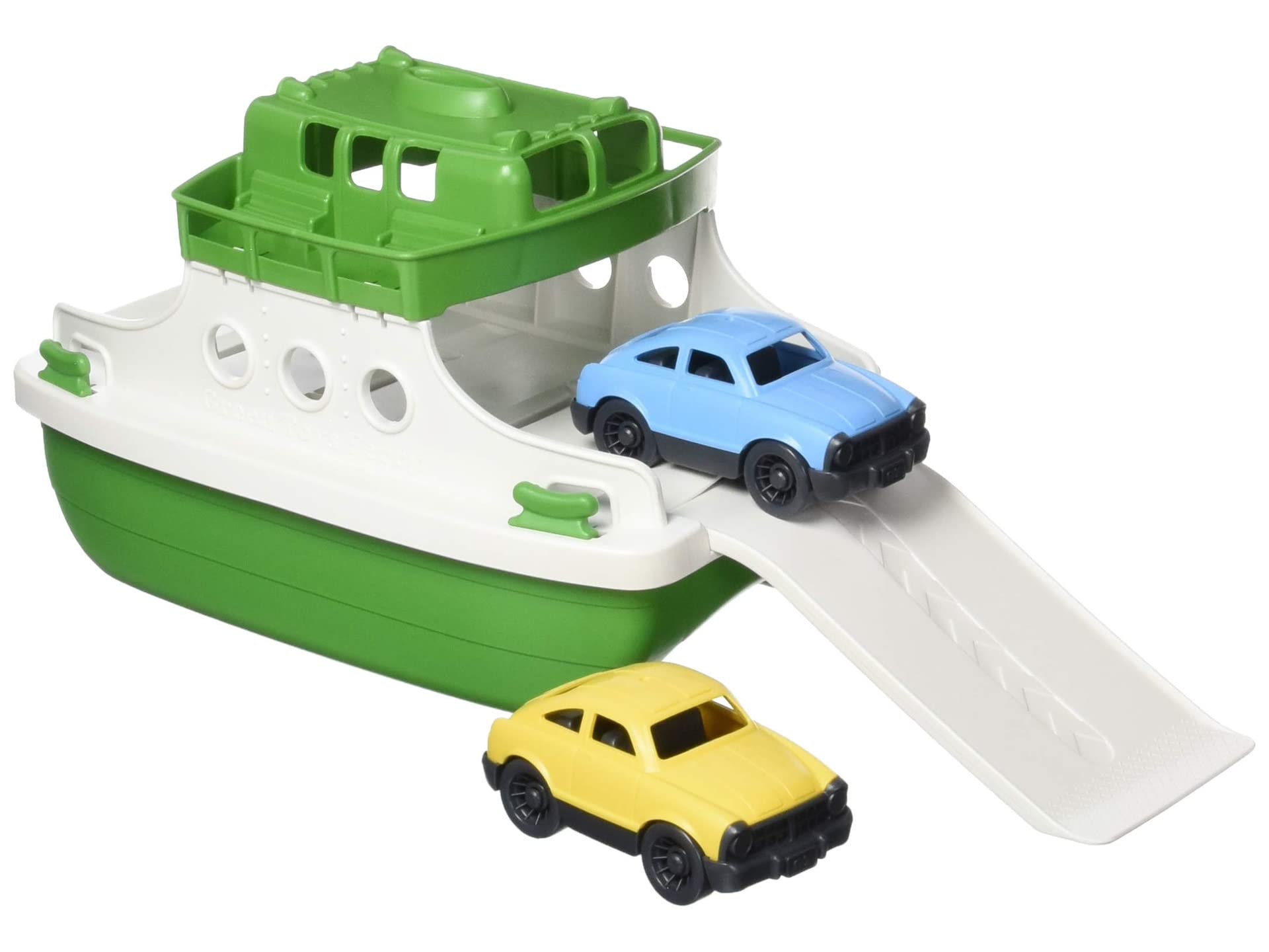 Паром Green Toys, зелено-белый CB - ролевые игры, двигательные навыки, плавучее транспортное средство для детских игрушек для купания. Не содержит BPA, фталатов, ПВХ. Можно мыть в посудомоечной машине, переработанный пластик, сделано в США. Green Toys
