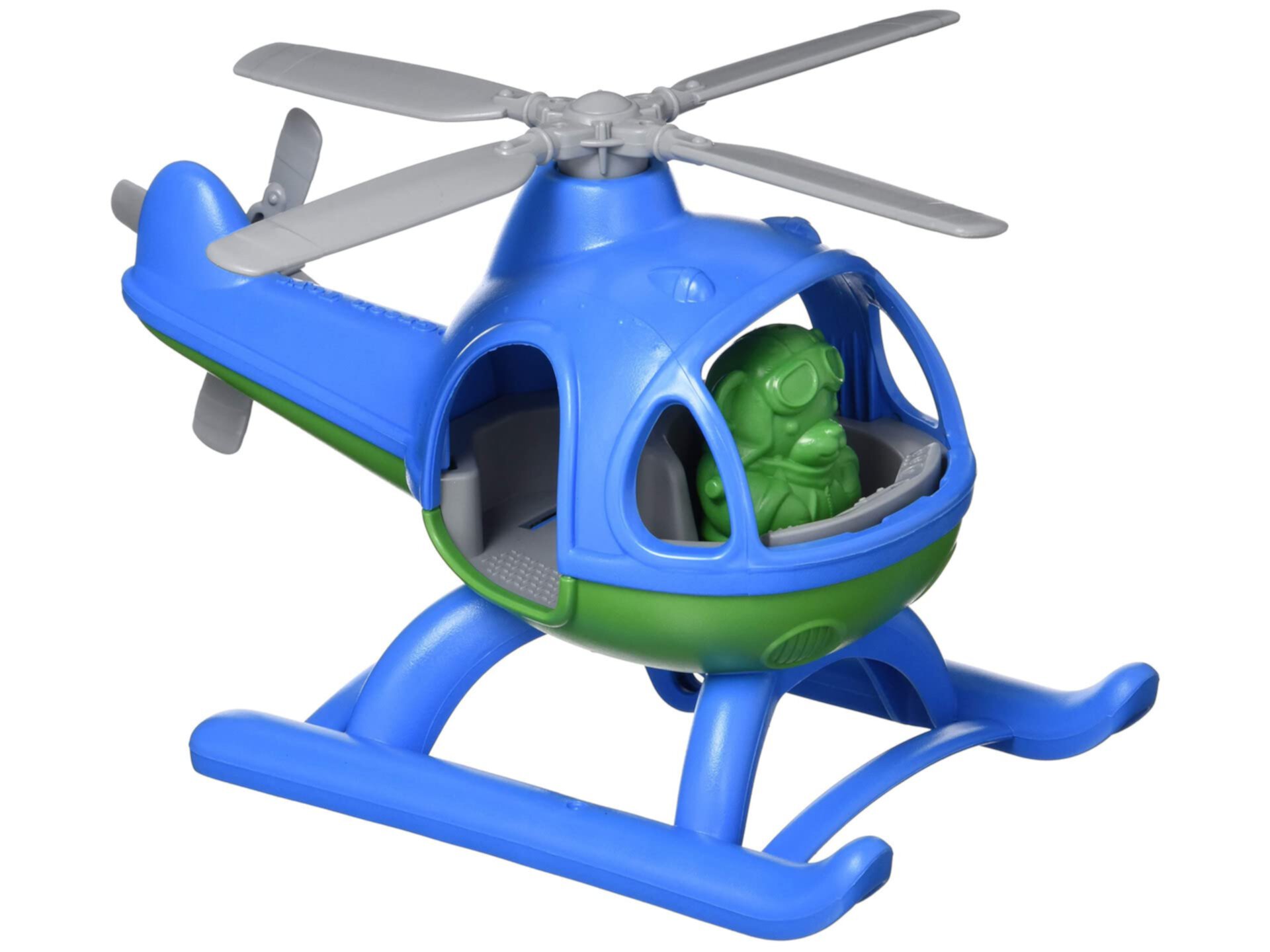 Вертолет Green Toys, Синий / Зеленый CB - Притворная игра, Двигательные навыки, Детский летающий игрушечный автомобиль. Не содержит BPA, фталатов, ПВХ. Можно мыть в посудомоечной машине, переработанный пластик, сделано в США. Green Toys