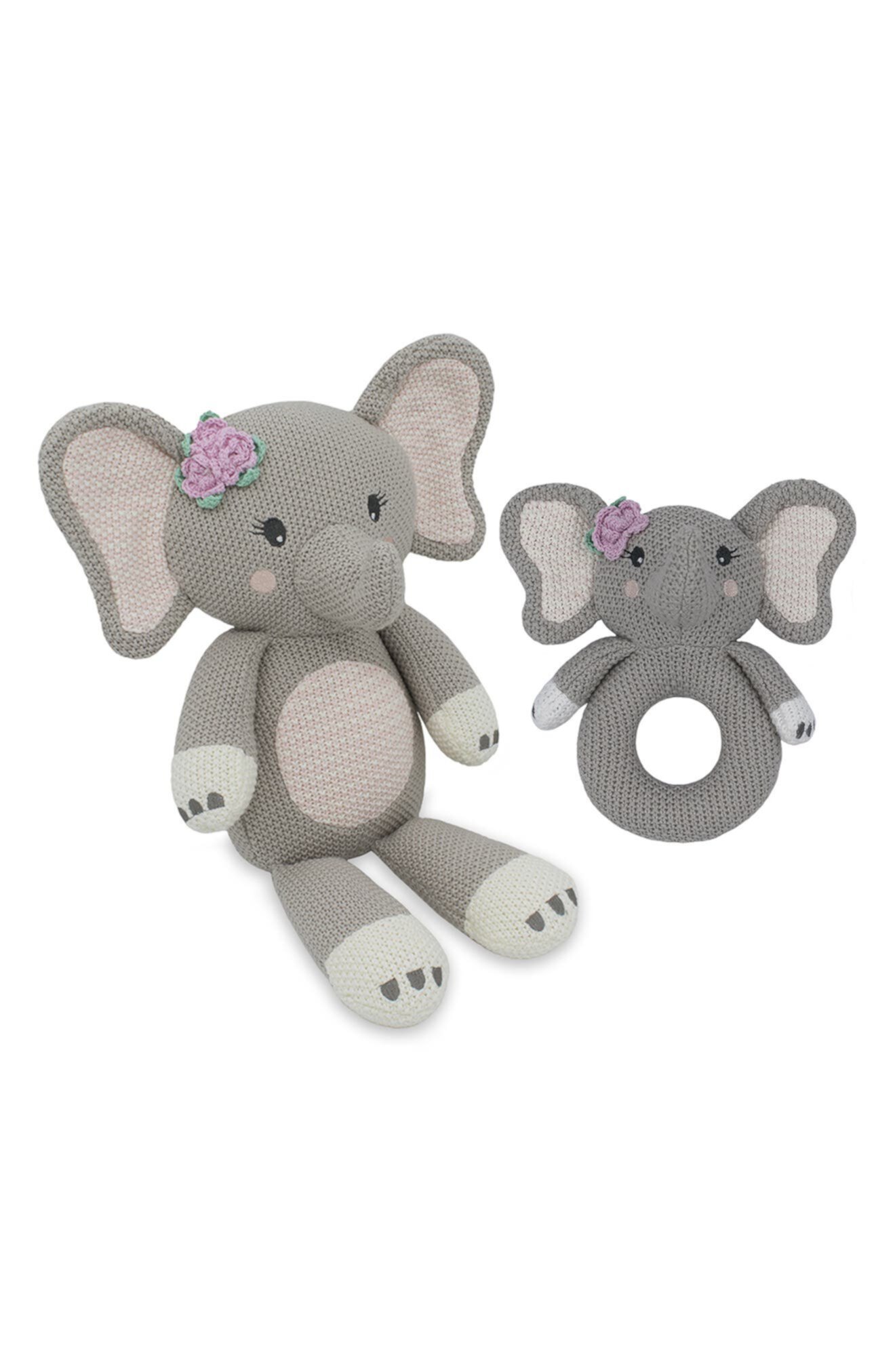 Причудливая вязаная игрушка слон - набор из 2 штук Living Textiles