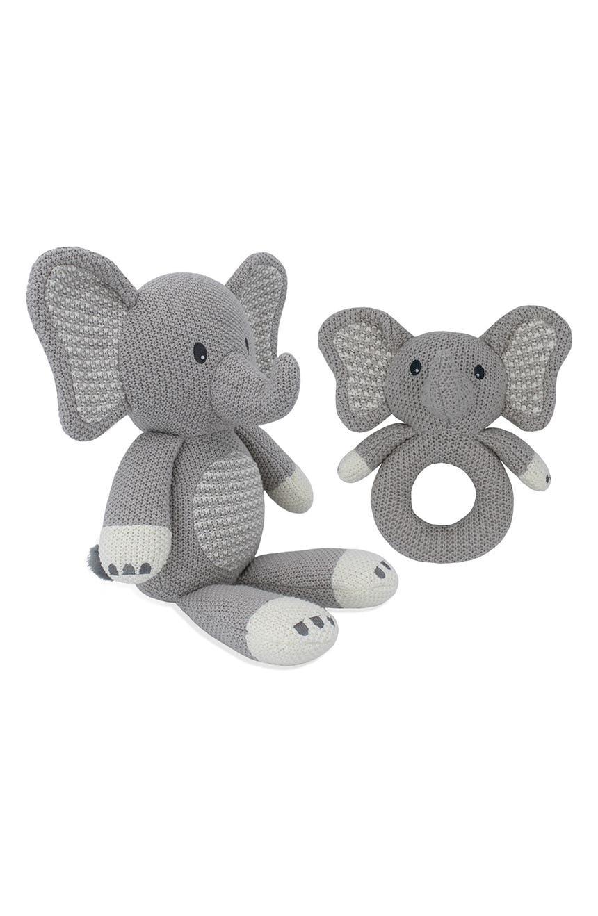 Причудливая хлопковая вязаная игрушка + погремушка - Mason Elephant Living Textiles
