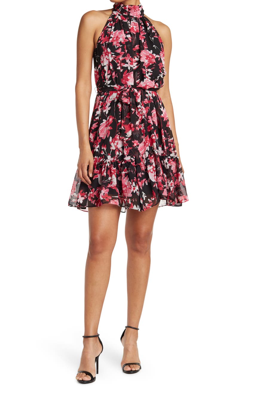 Шифоновое платье с цветочным принтом и воротником-стойкой TAYLOR DRESSES