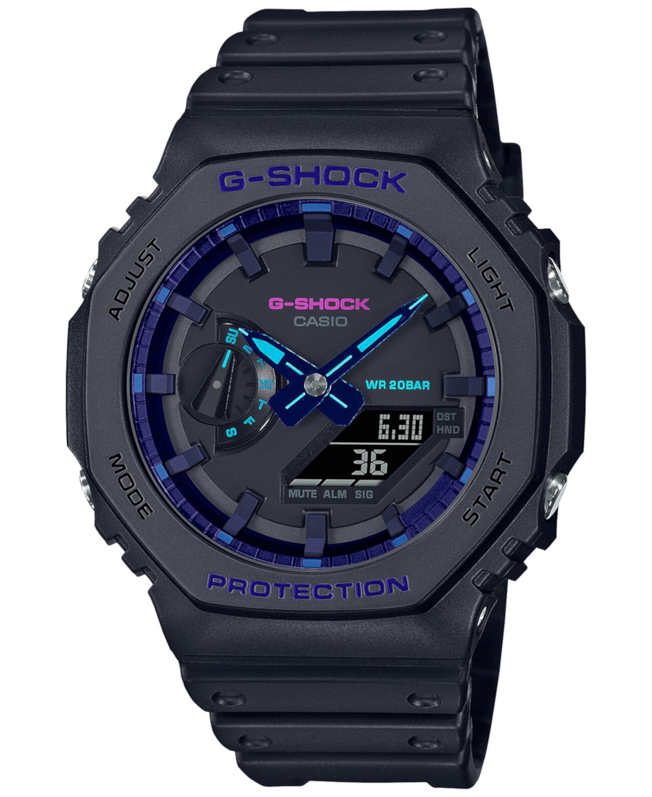 Мужские часы с черным полимерным ремешком, 45,4 мм G-Shock