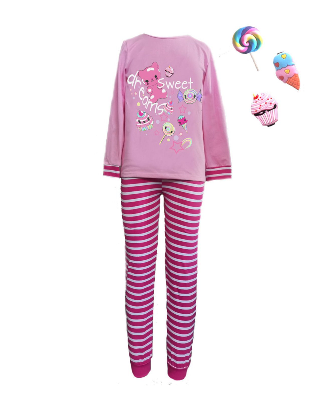 Пижамный комплект с 3D-графикой Candy для маленьких девочек со сменными аксессуарами, 2 предмета Mi Amore Gigi