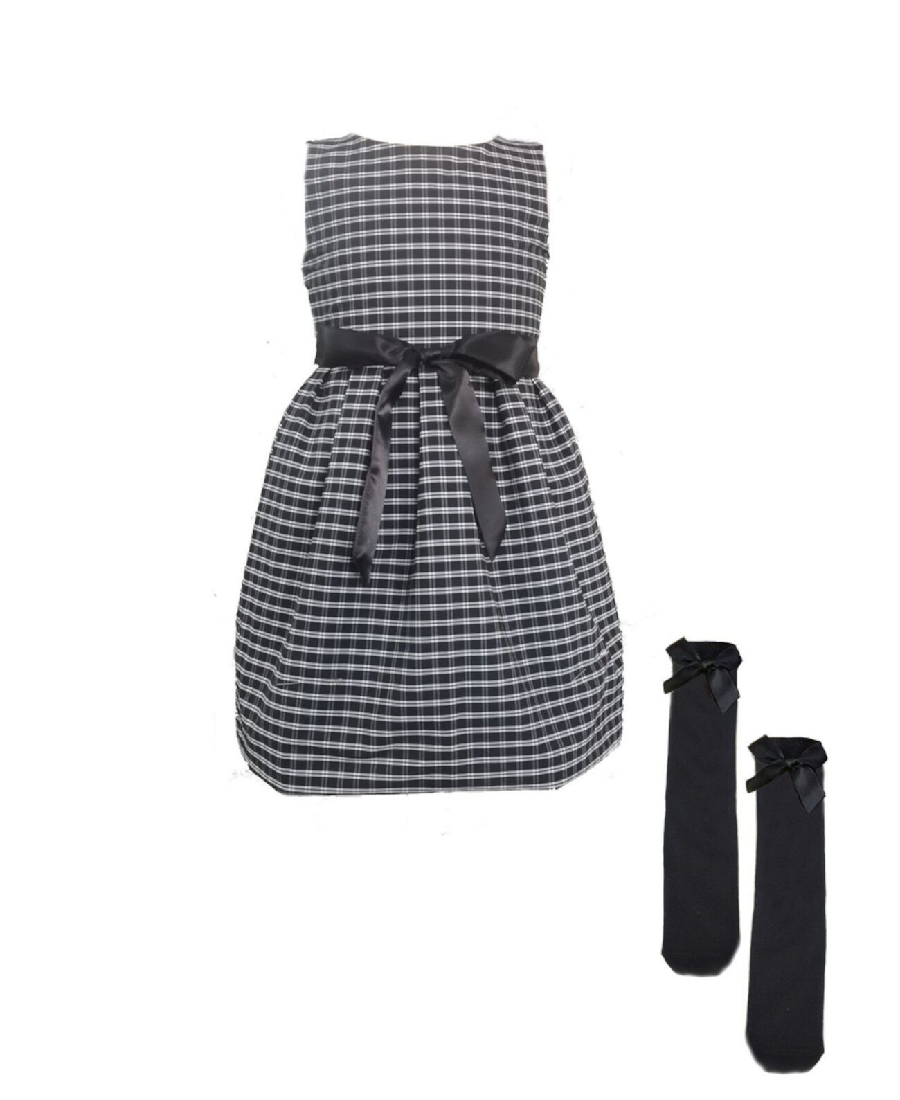 Праздничное платье в клетку и носки для маленьких девочек, комплект из 2 предметов Mi Amore Gigi