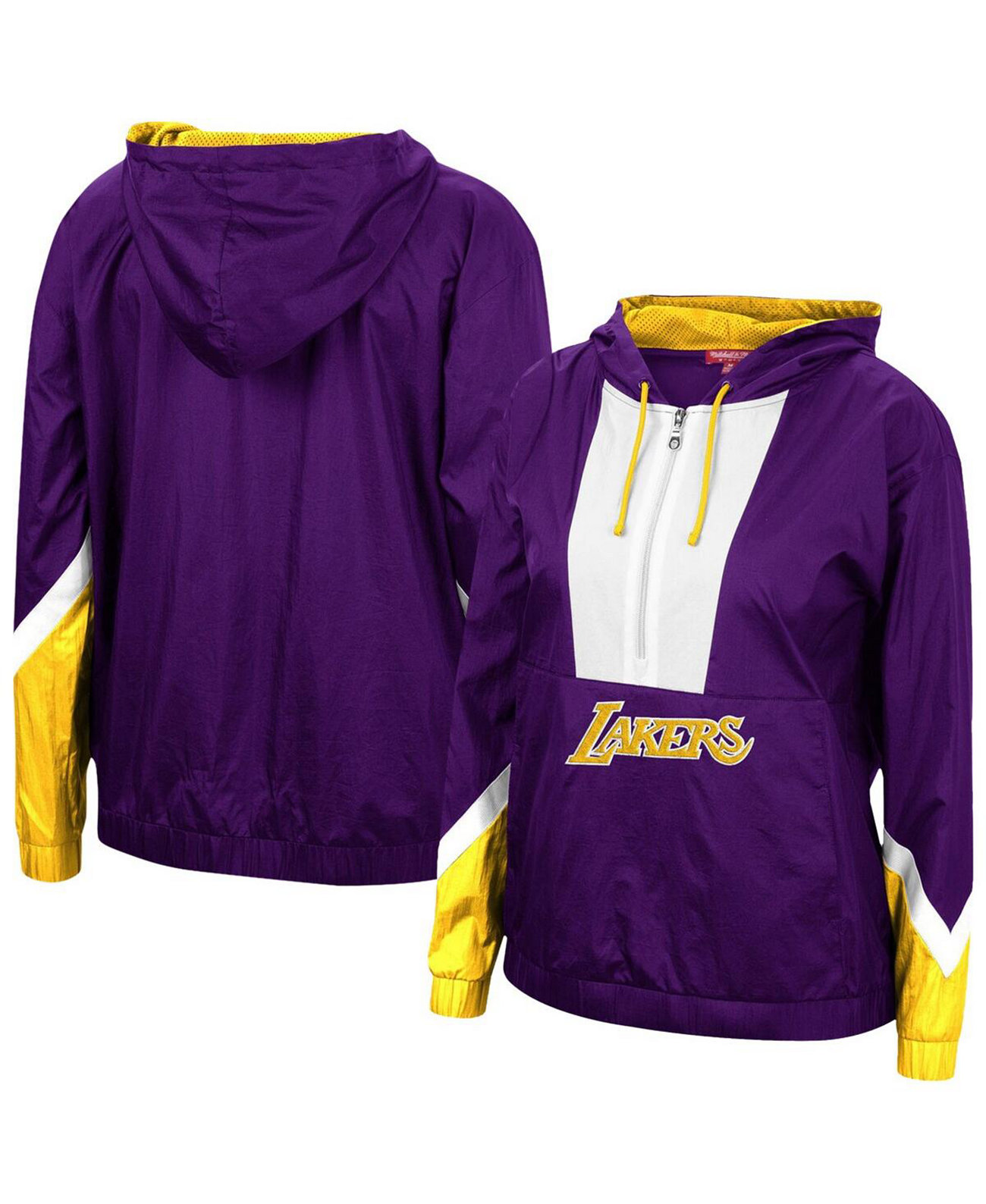 Женская фиолетовая ветровка с капюшоном Los Angeles Lakers с половиной молнией 2.0 Mitchell & Ness