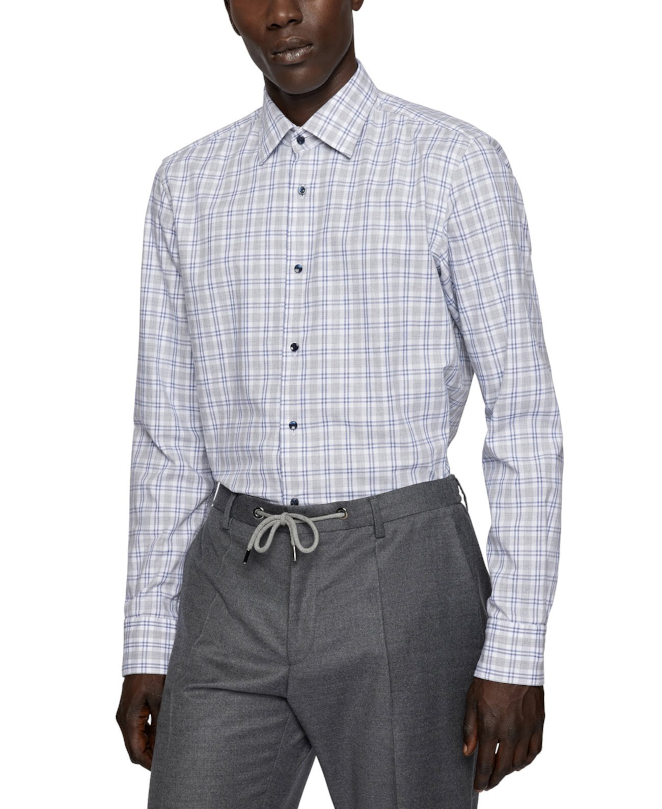 Приталенная мужская фланелевая рубашка из хлопка BOSS BOSS