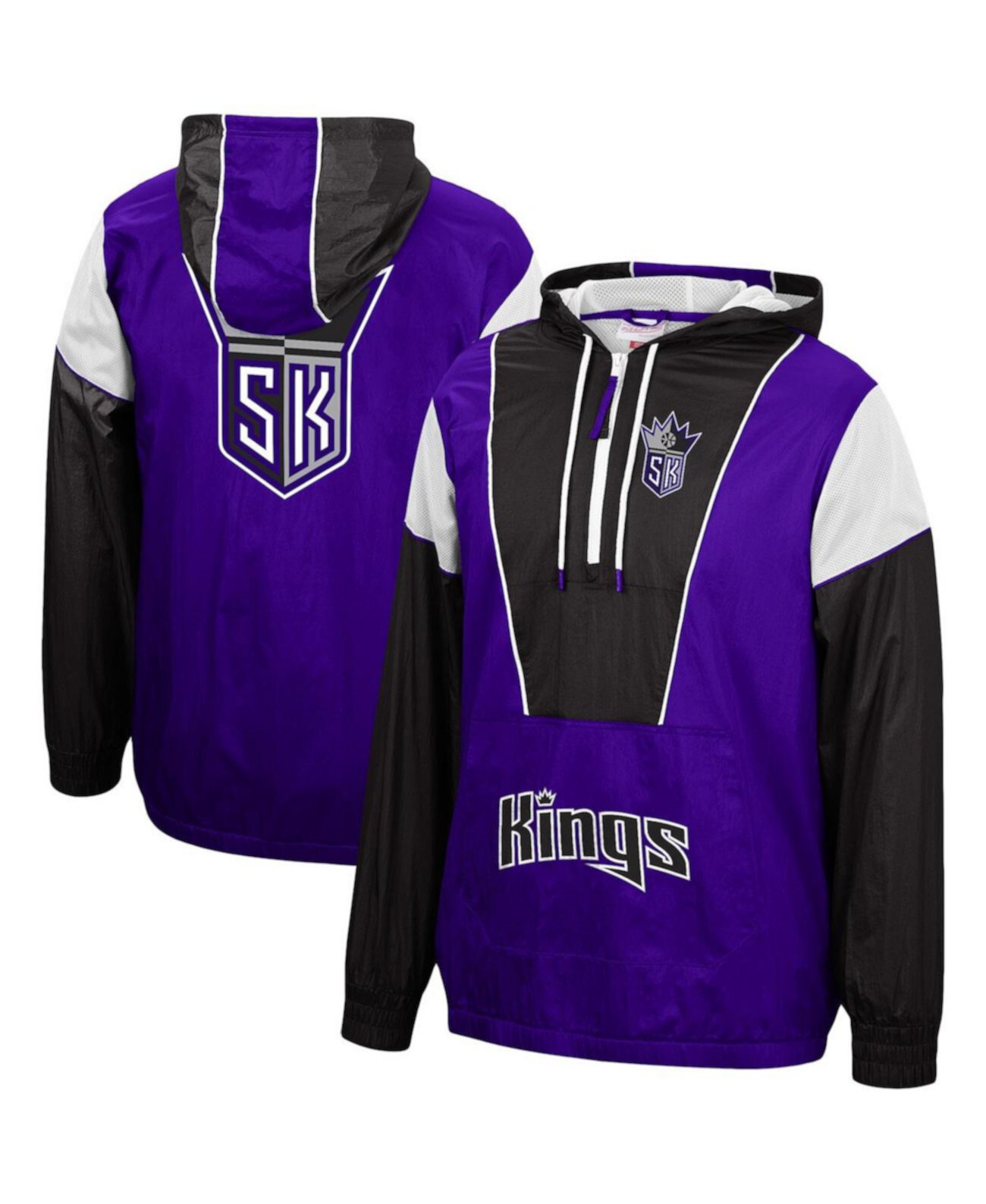 Мужская пурпурно-черная куртка Sacramento Kings Hardwood Classics Highlight Reel Windbreaker с капюшоном на молнии до половины Mitchell & Ness