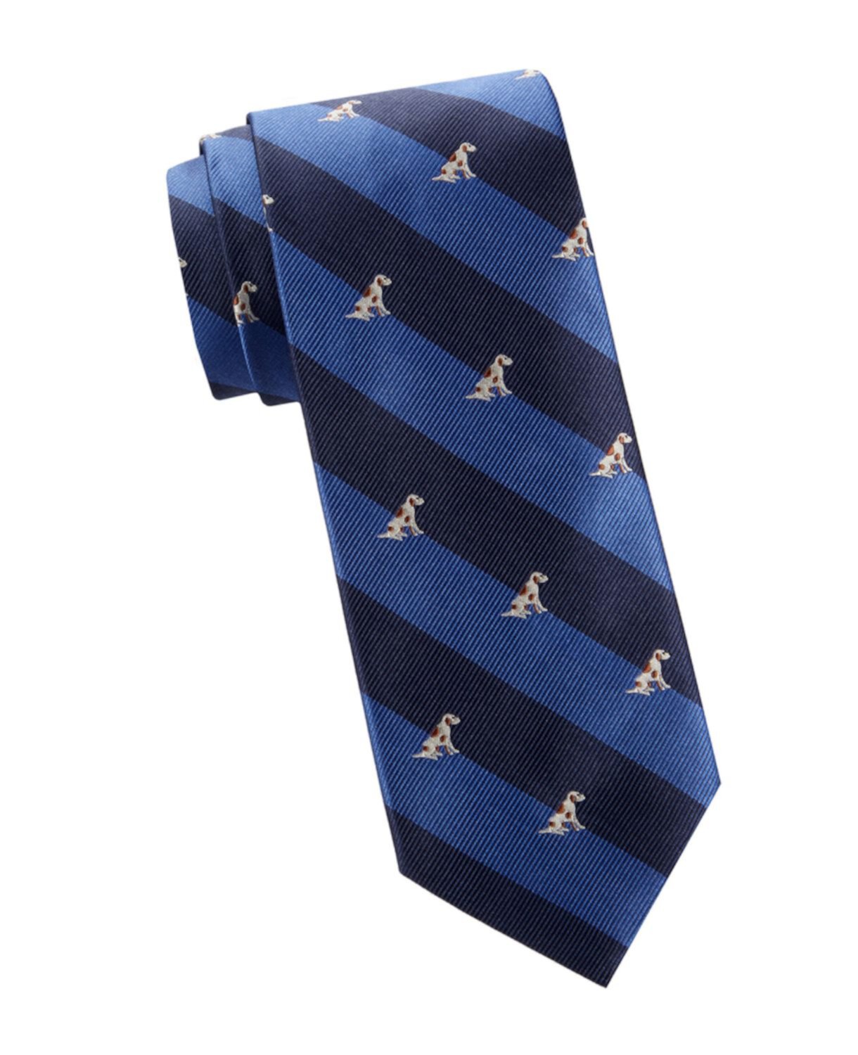 Полосатый шелковый галстук с собачьим принтом Paul Smith