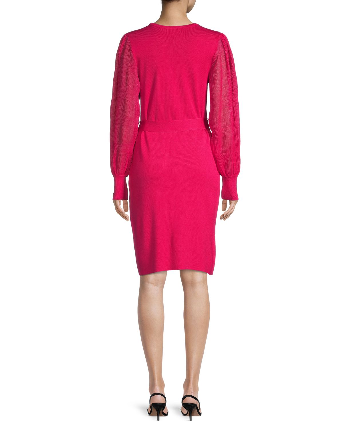 Платье с пышными рукавами и поясом Calvin Klein