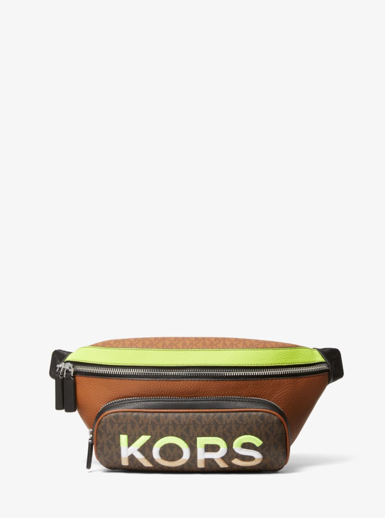 Двухцветная поясная сумка Cooper с вышитым логотипом и кожаной поясной сумкой Michael Kors