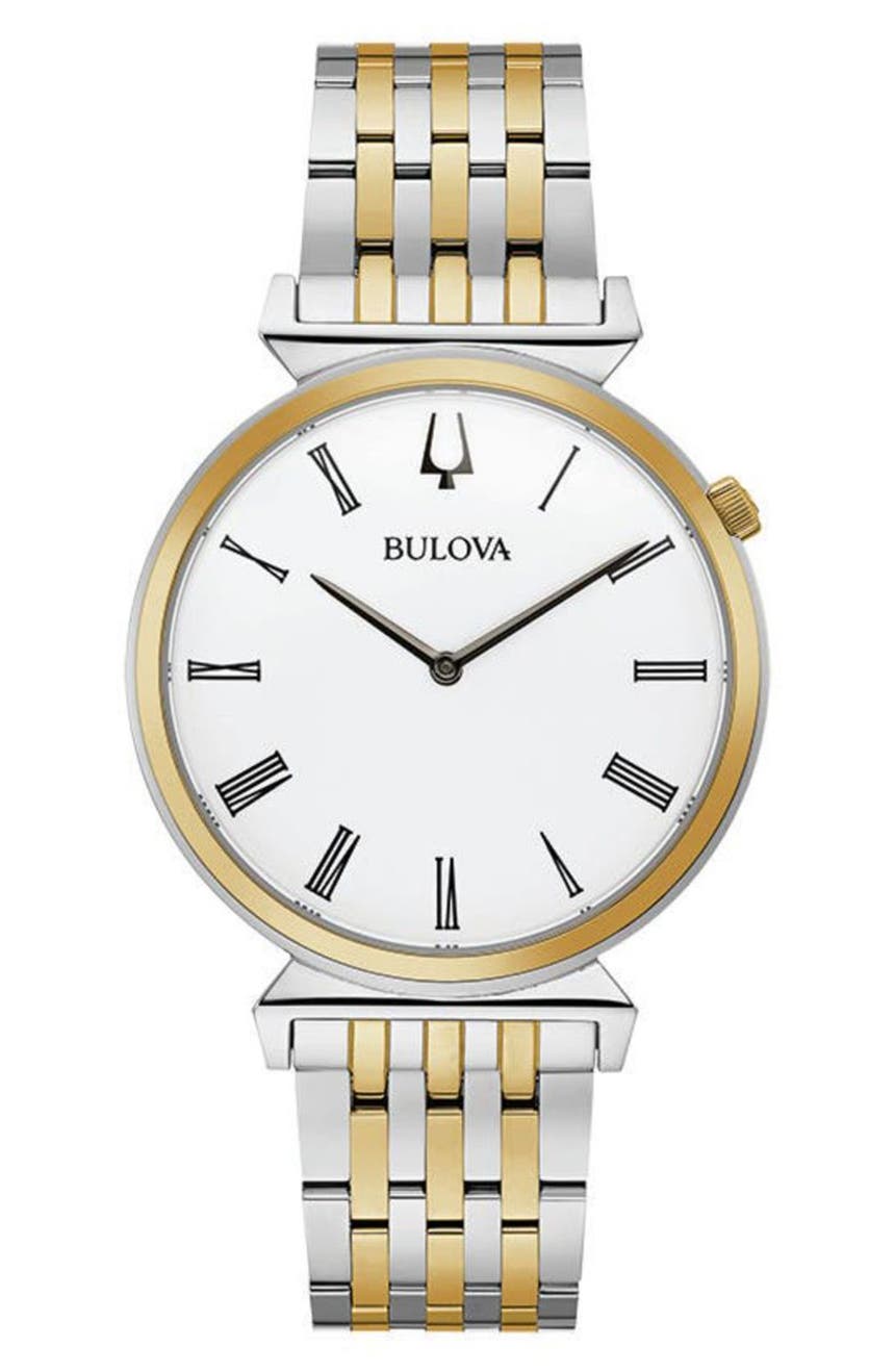 Мужские часы Regatta Heritage с белым циферблатом из нержавеющей стали, 38 мм Bulova