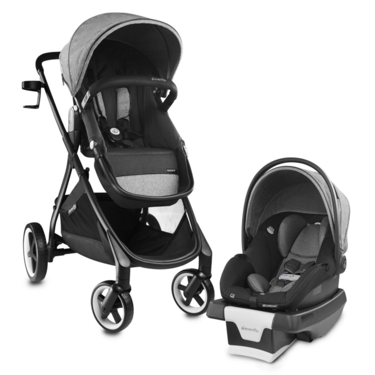 Evenflo Shyft Travel System With SecureMax Infant Car Seat Including SensorSafe Evenflo