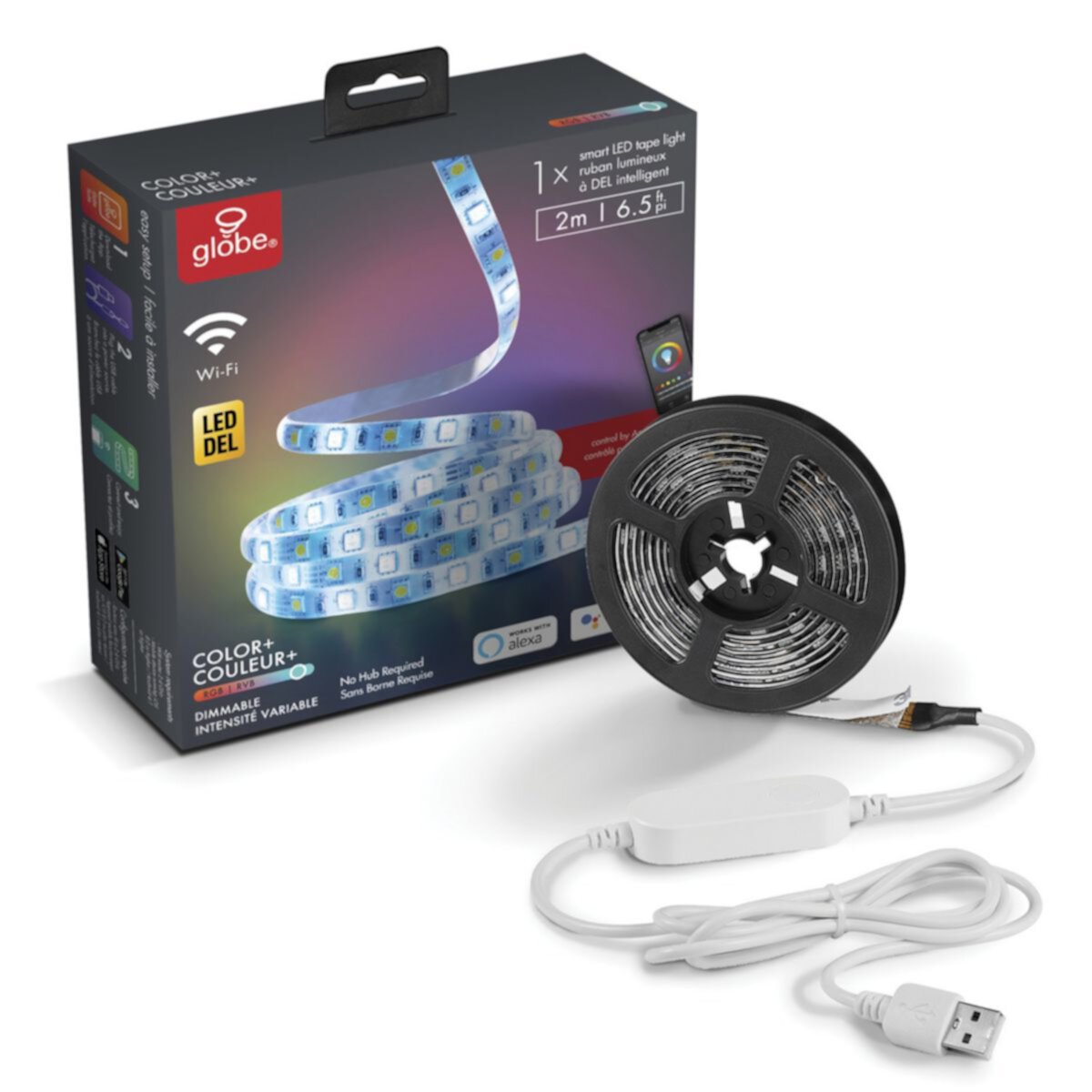 Globe Electric 50115 Wi-Fi Smart Color-Changing-RGB USB-Plug-in Светодиодная лента Globe Electric