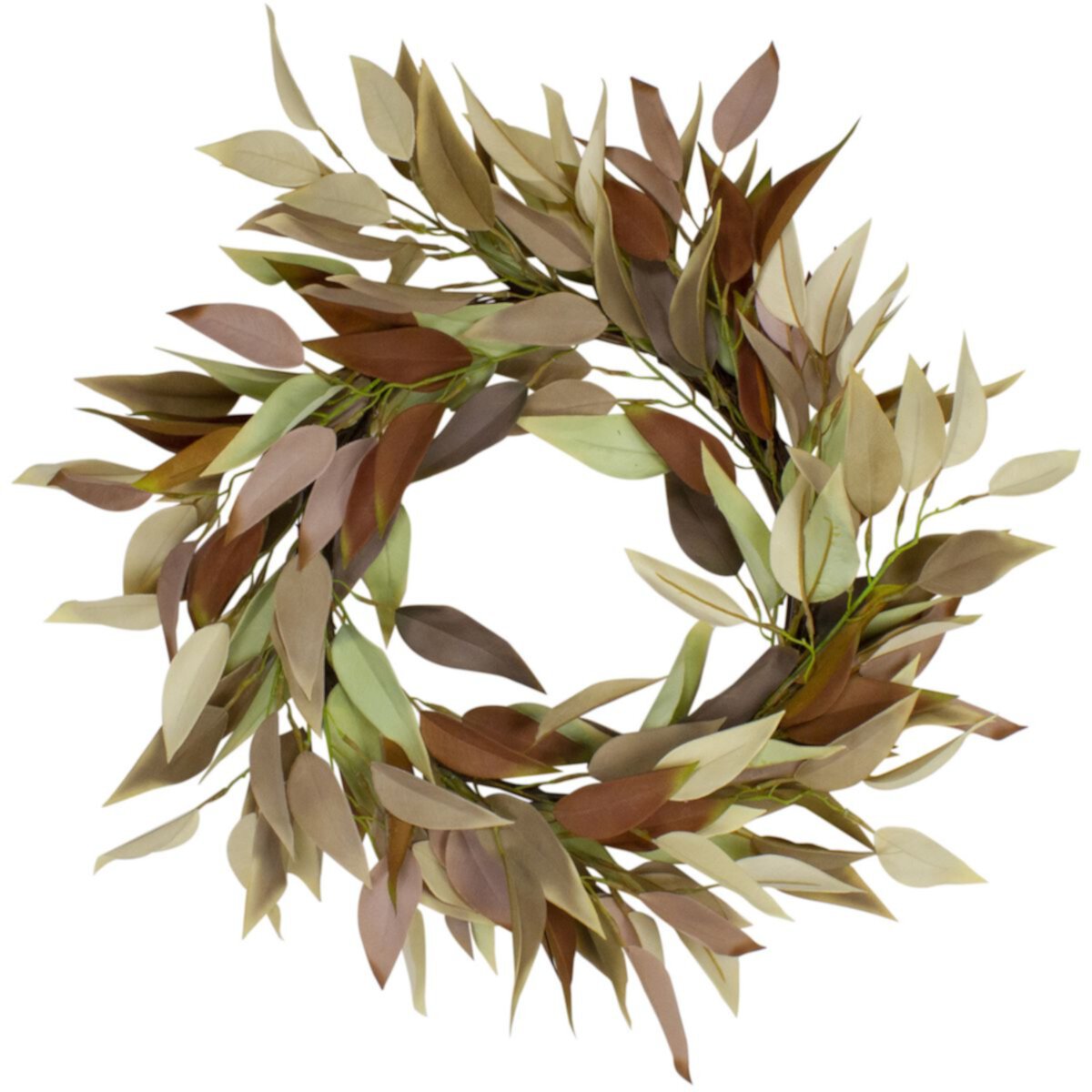 Northlight Neutral Fall Artificial Leaves Wreath Northlight