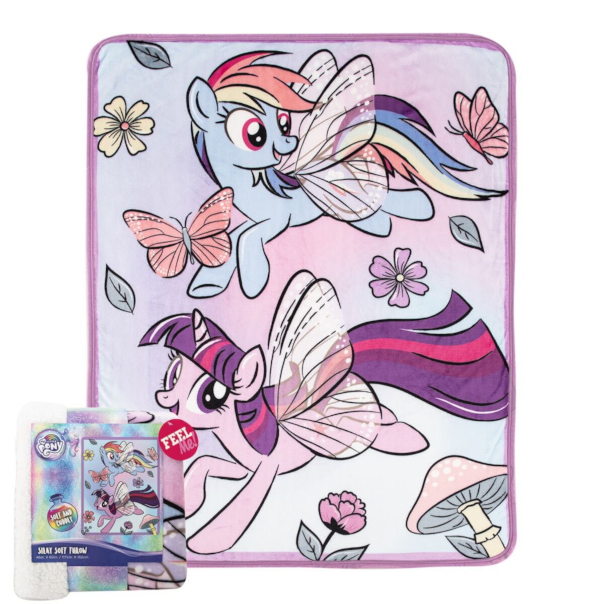 Детское Одеяло ENTERTAINMENT My Little Pony Floral Flight Silk Touch Sherpa Throw ENTERTAINMENT