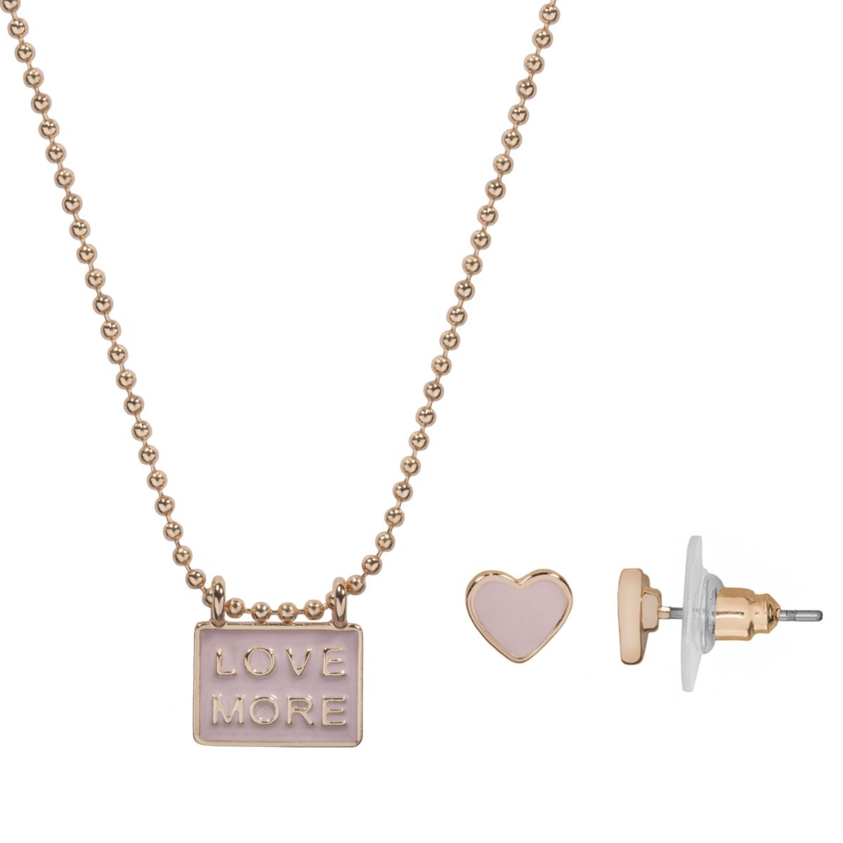 LC Lauren Conrad Enamel & # 34; Love More & # 34; Комплект ожерелья и сердечек LC Lauren Conrad