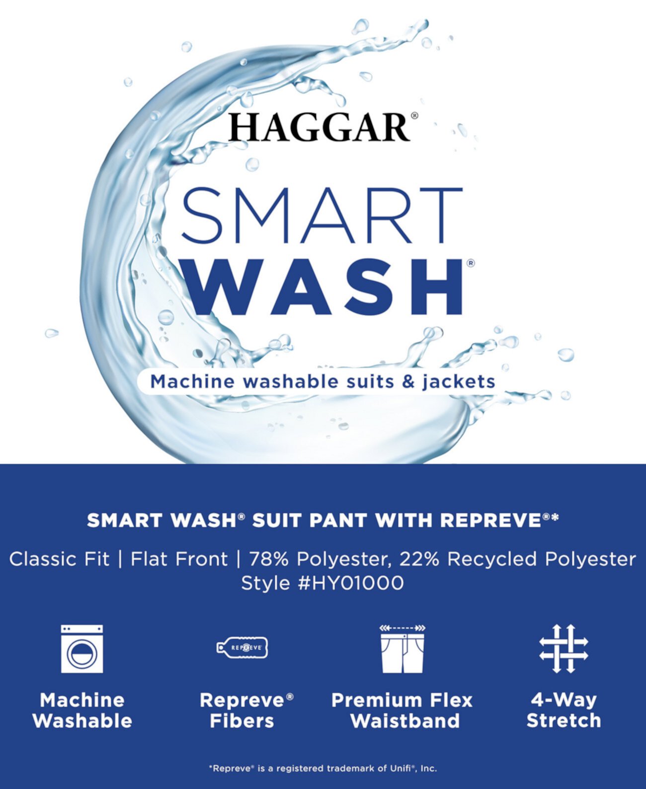 Мужские Классические брюки HAGGAR Smart Wash® Classic Fit Haggar