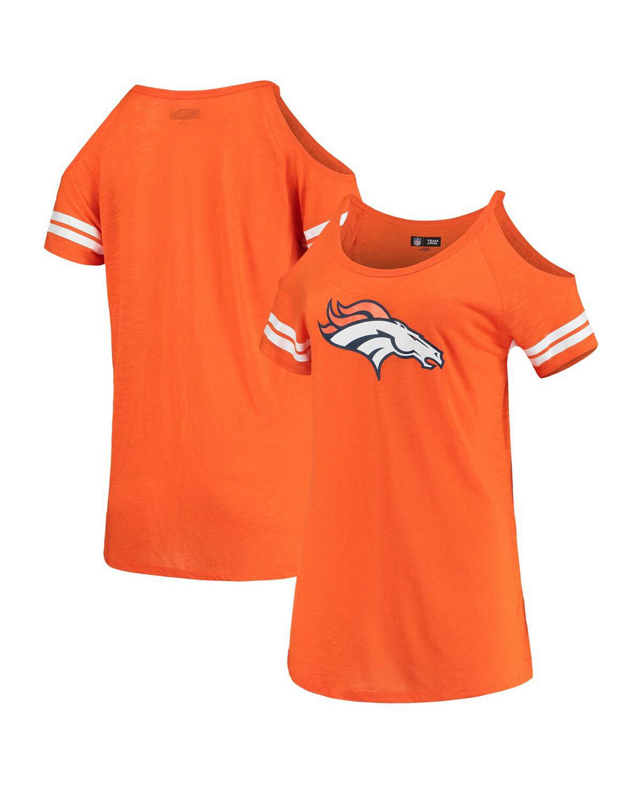 Женская оранжевая футболка Denver Broncos Varsity с открытыми плечами New Era