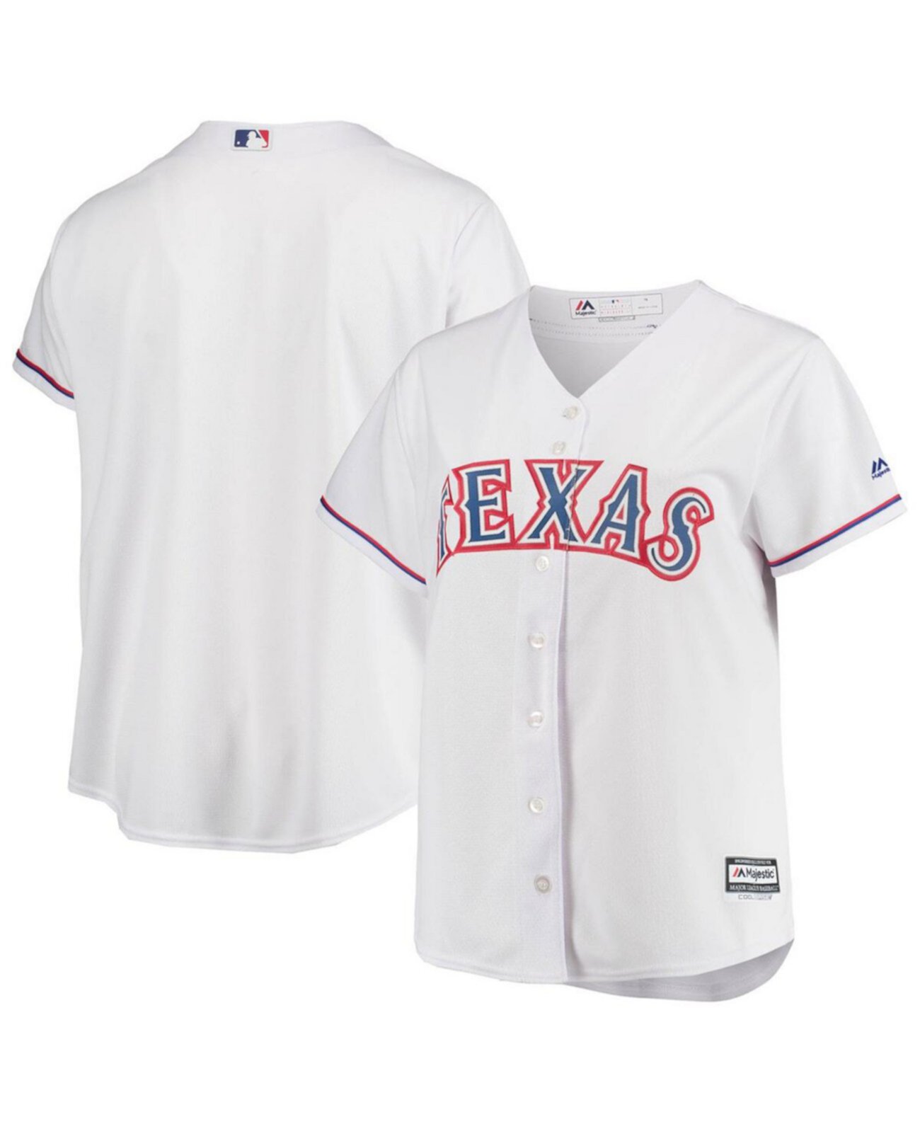 Women's White Texas Rangers Plus Size Home Replica Team Jersey Majestic