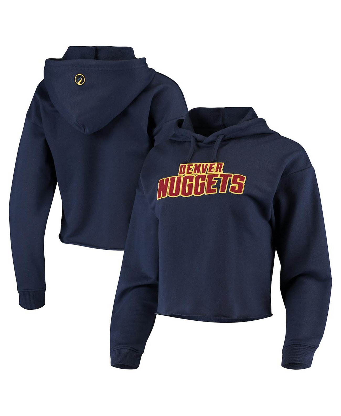 Укороченный пуловер с капюшоном с логотипом Denver Nuggets для женщин темно-синего цвета FISLL