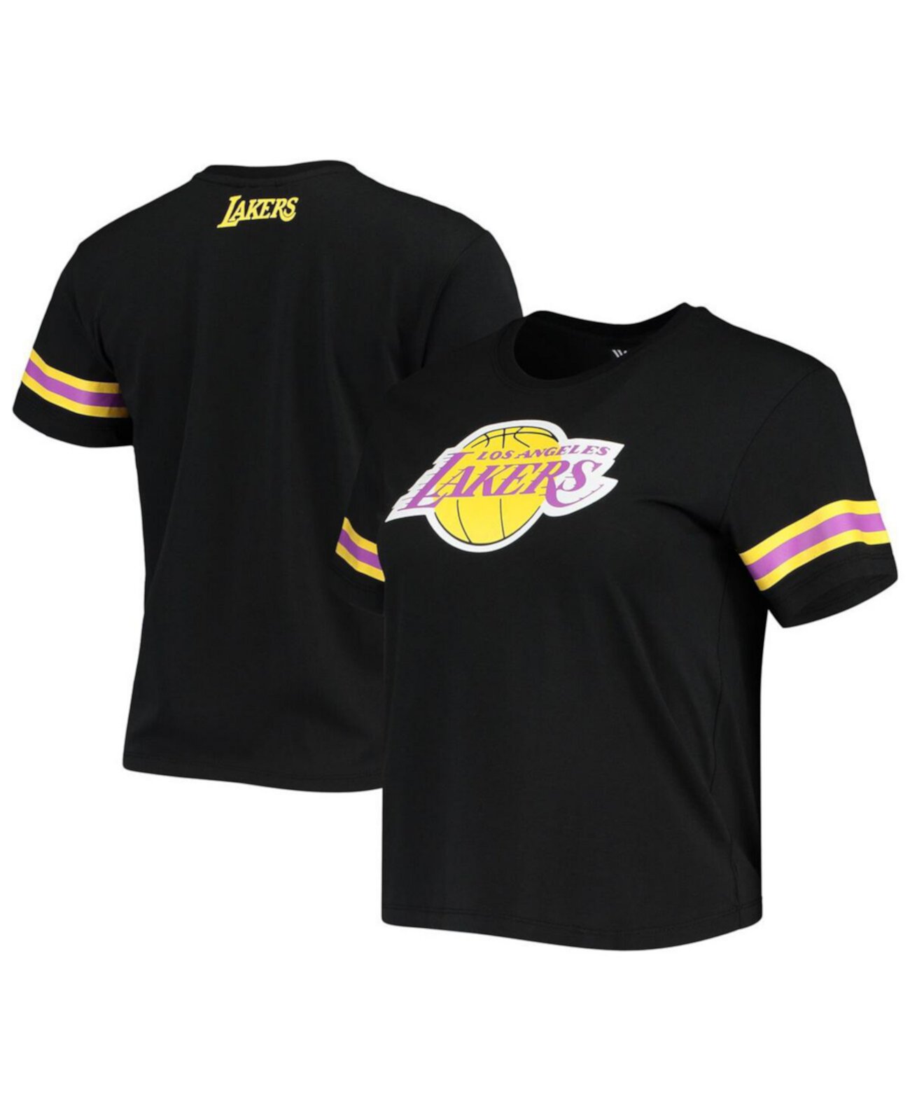 Женская укороченная футболка Los Angeles Lakers черного цвета The Wild Collective