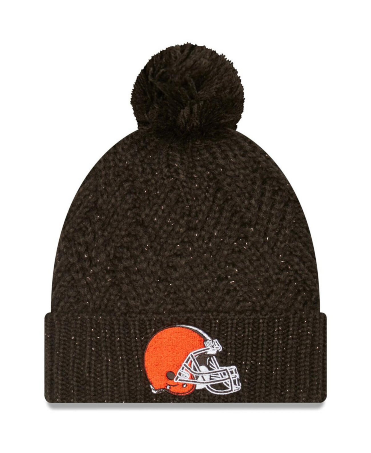 Женская коричневая вязаная шапка с отворотом и помпоном Cleveland Browns Brisk New Era