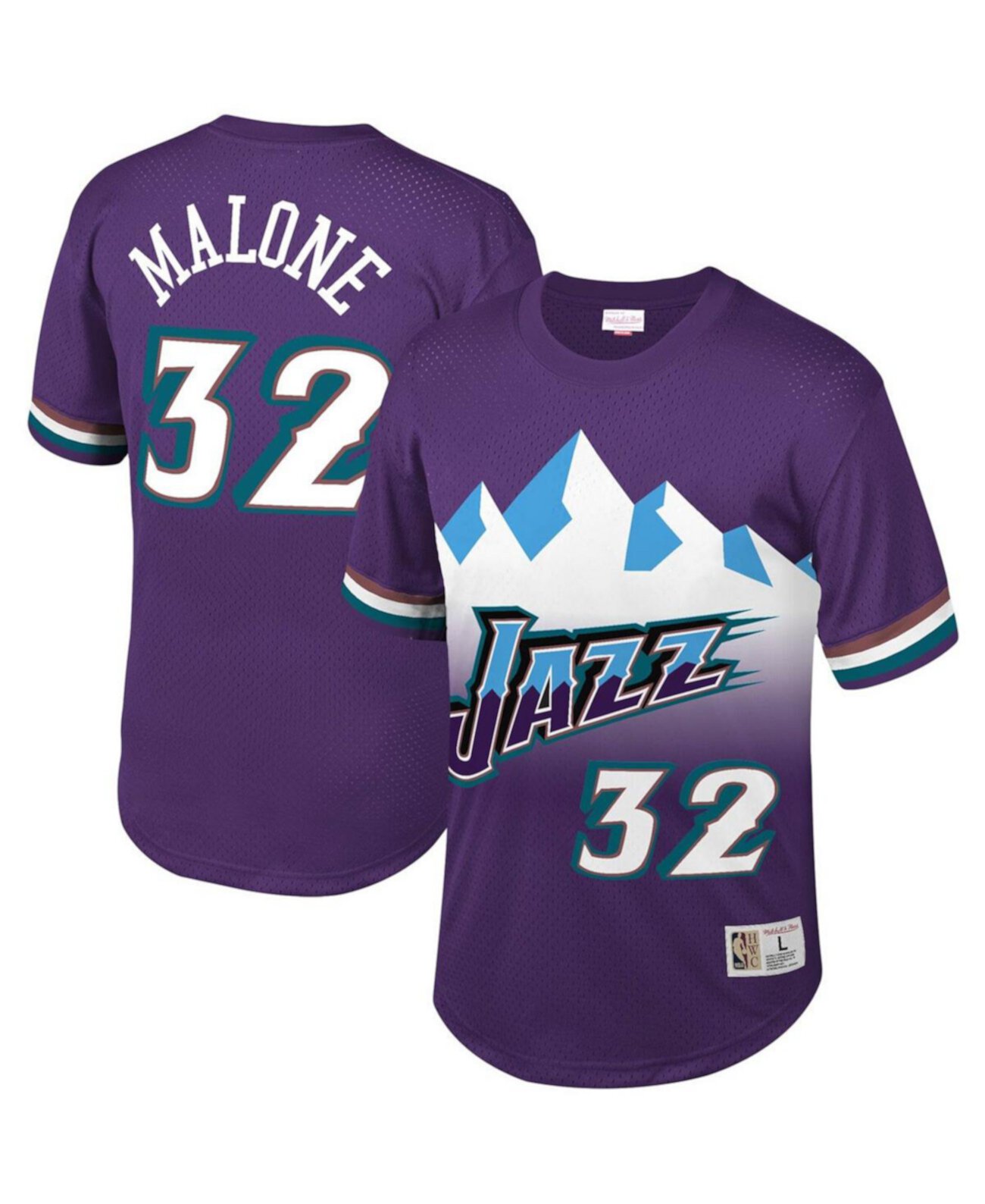 Мужская футболка Karl Malone Purple Utah Jazz в сеточку Mitchell & Ness