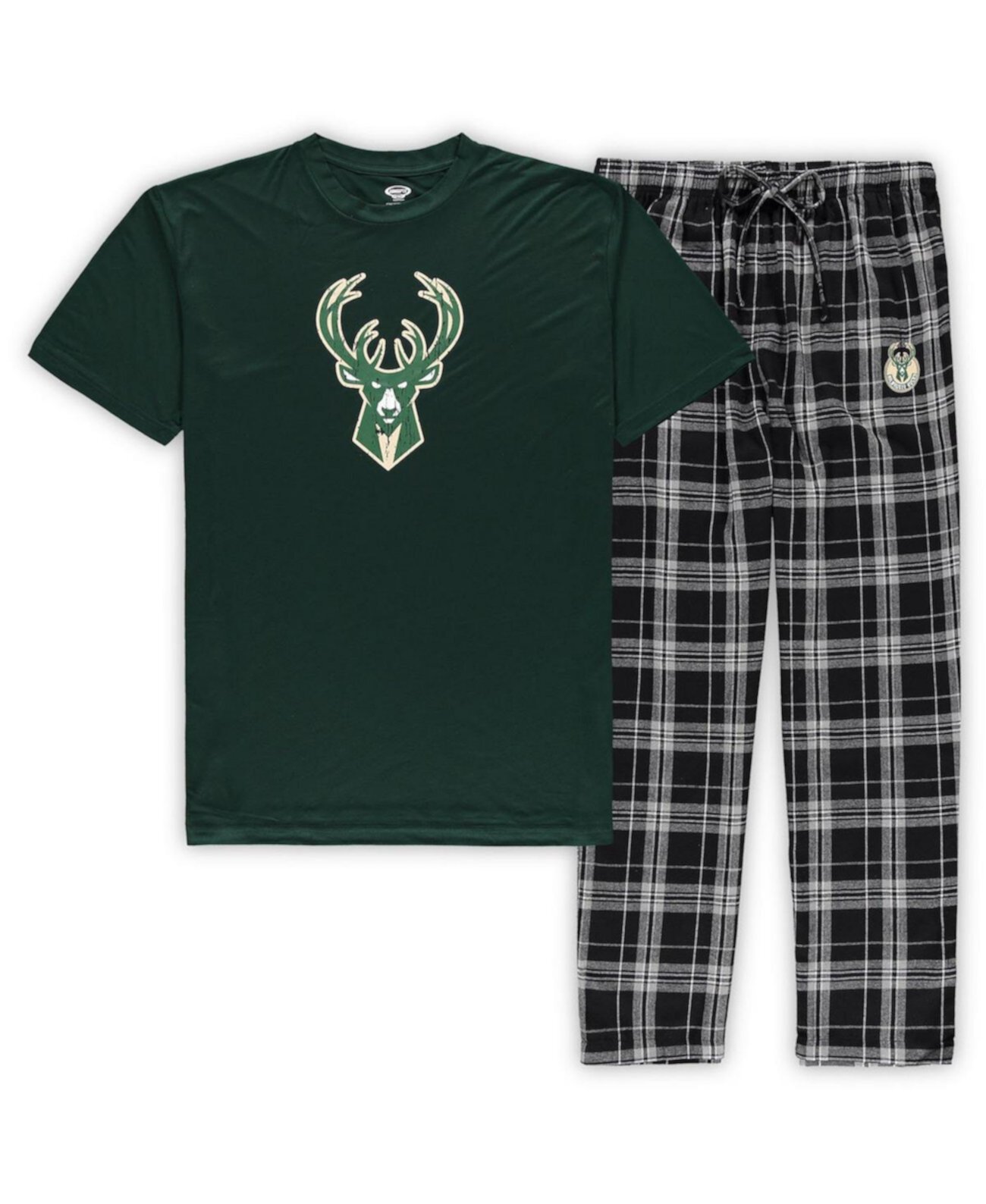 Мужская футболка и брюки для сна Milwaukee Bucks Big and Tall Ethos зеленого и черного цвета Hunter Concepts Sport