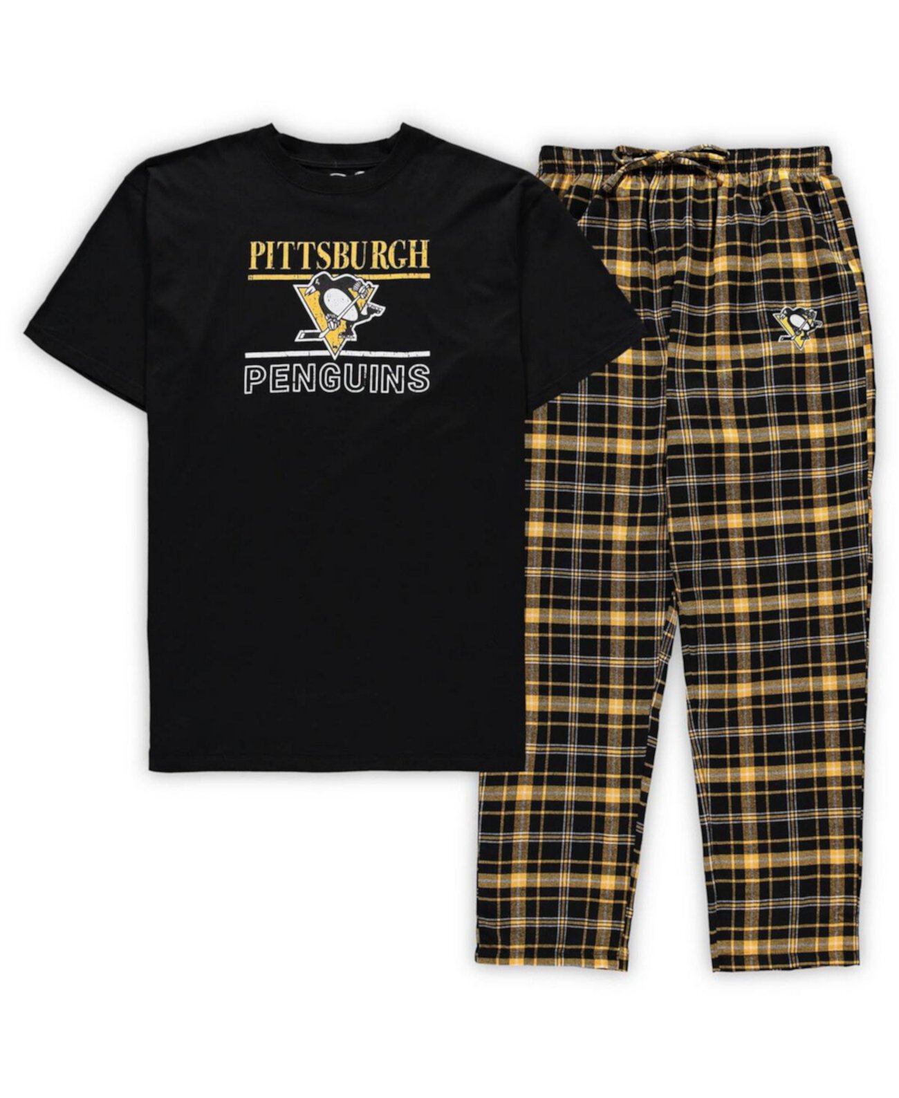 Мужской черный комплект из футболки и брюк Pittsburgh Penguins Big and Tall Lodge для сна Concepts Sport