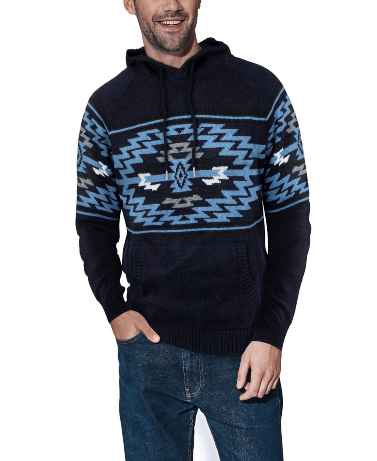 Мужской свитер ацтекский с капюшоном X-Ray