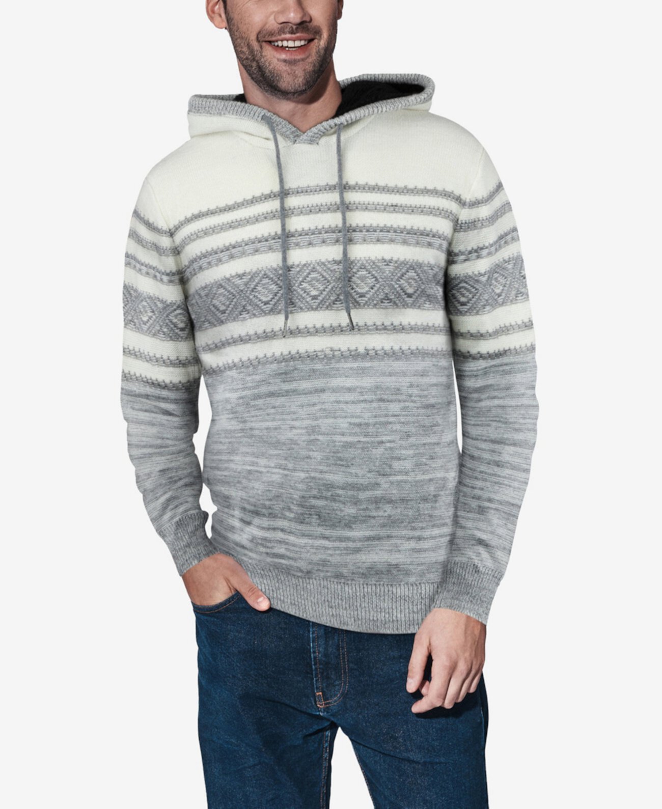 Мужской свитер с капюшоном в полоску X-Ray