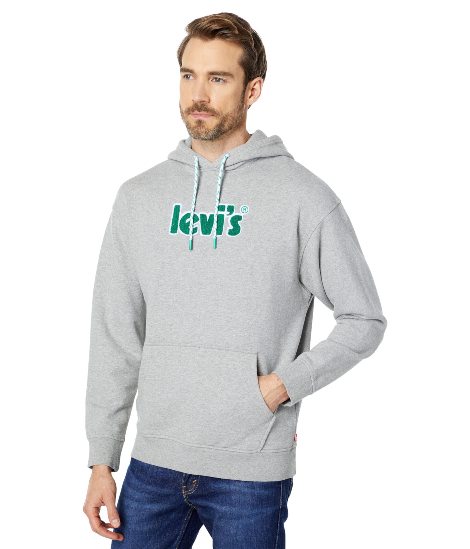 Худи Levi's® Vote Pullover с капюшоном из 100% хлопка, длинные рукава, карман-кенгуру Levi's®